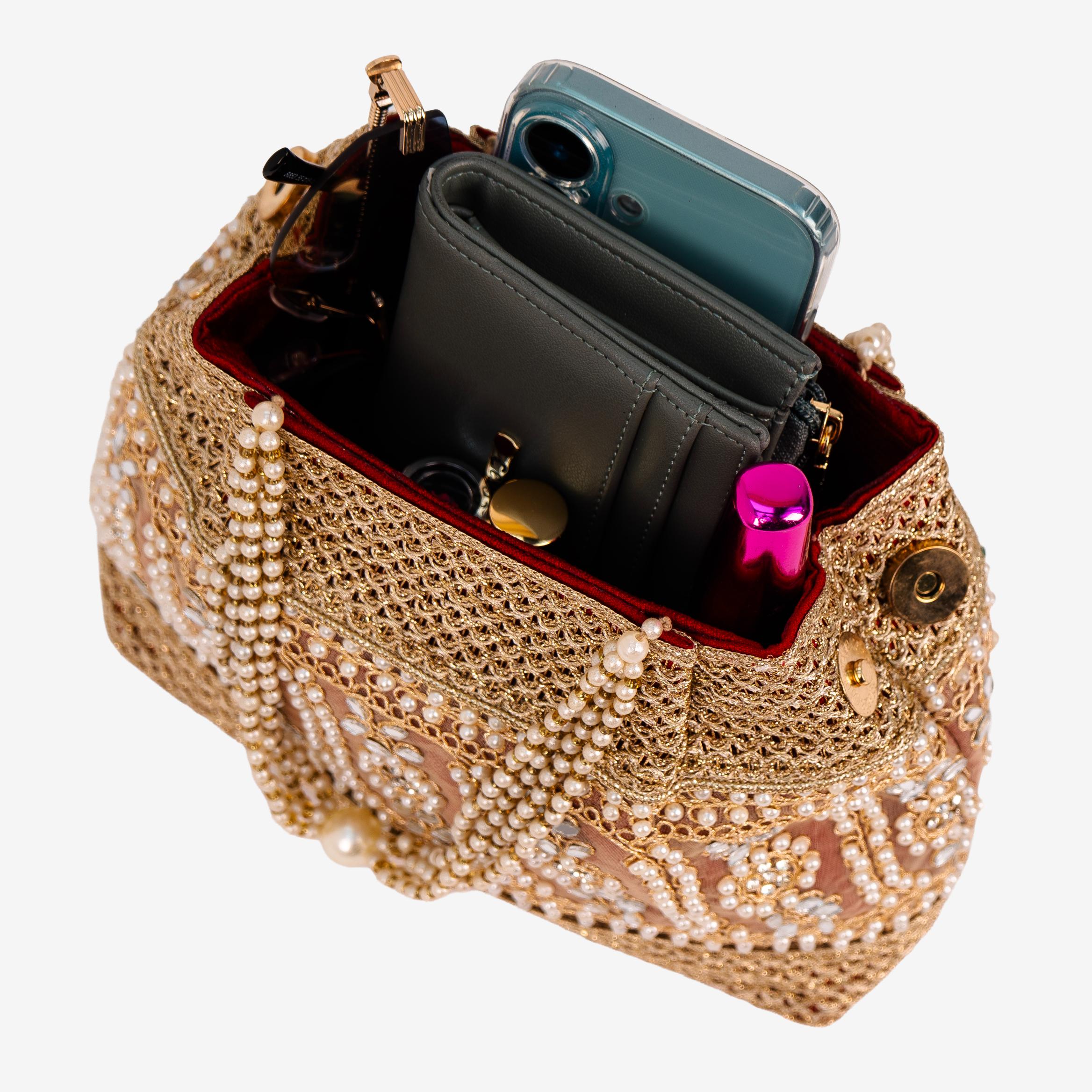 Golden Fern Pearl Potli