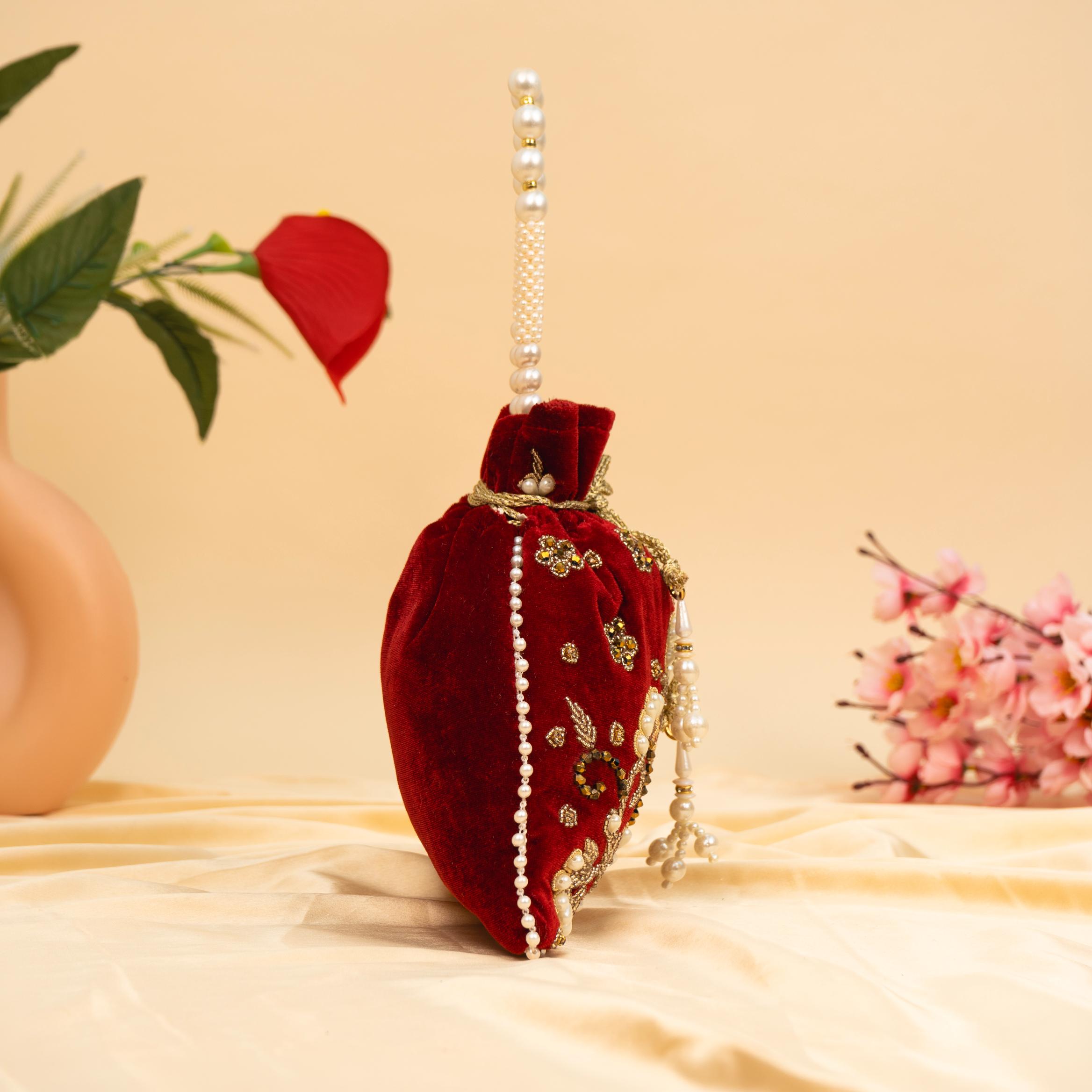 Vibrant Floral Zardosi Potli