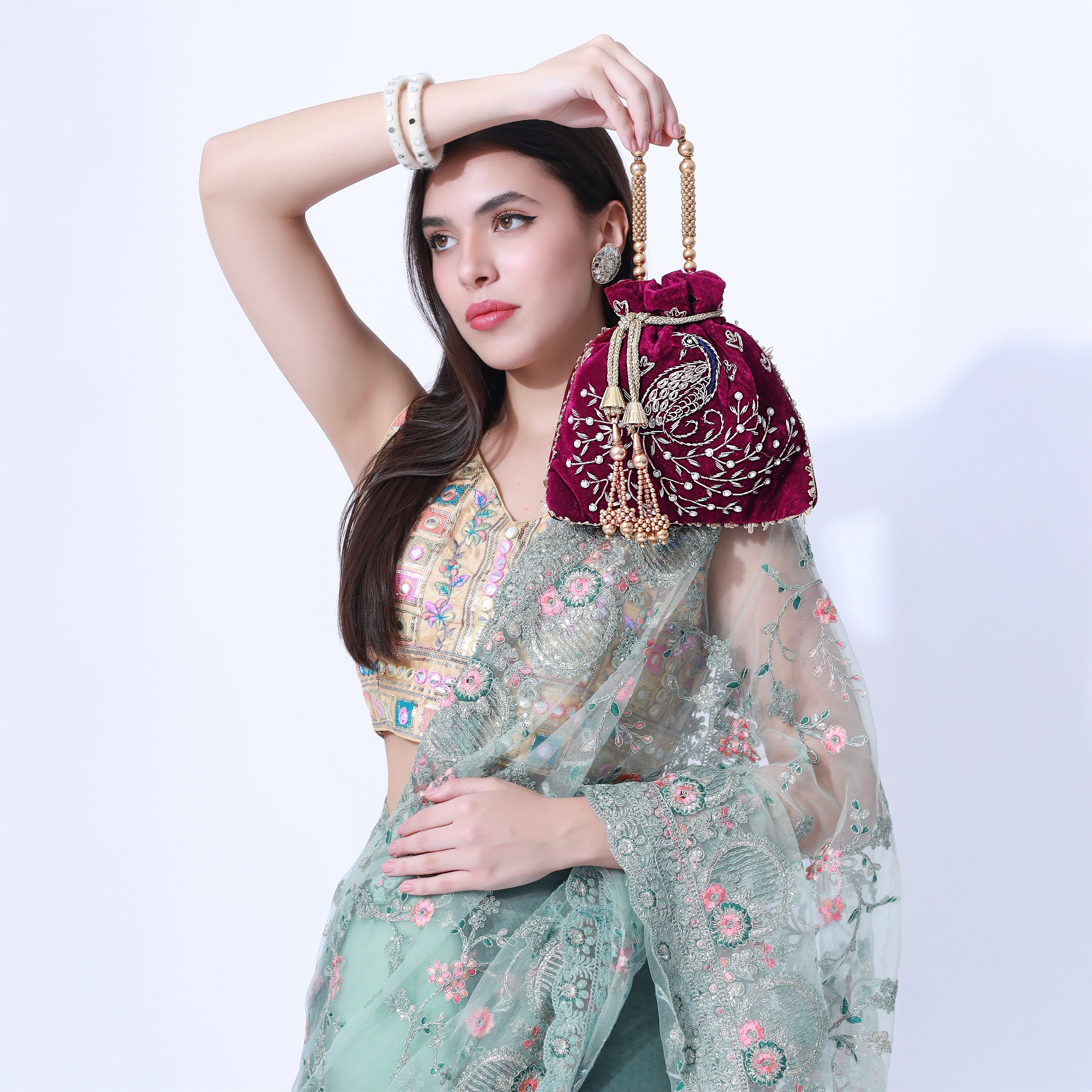 Peacock Elegance Potli