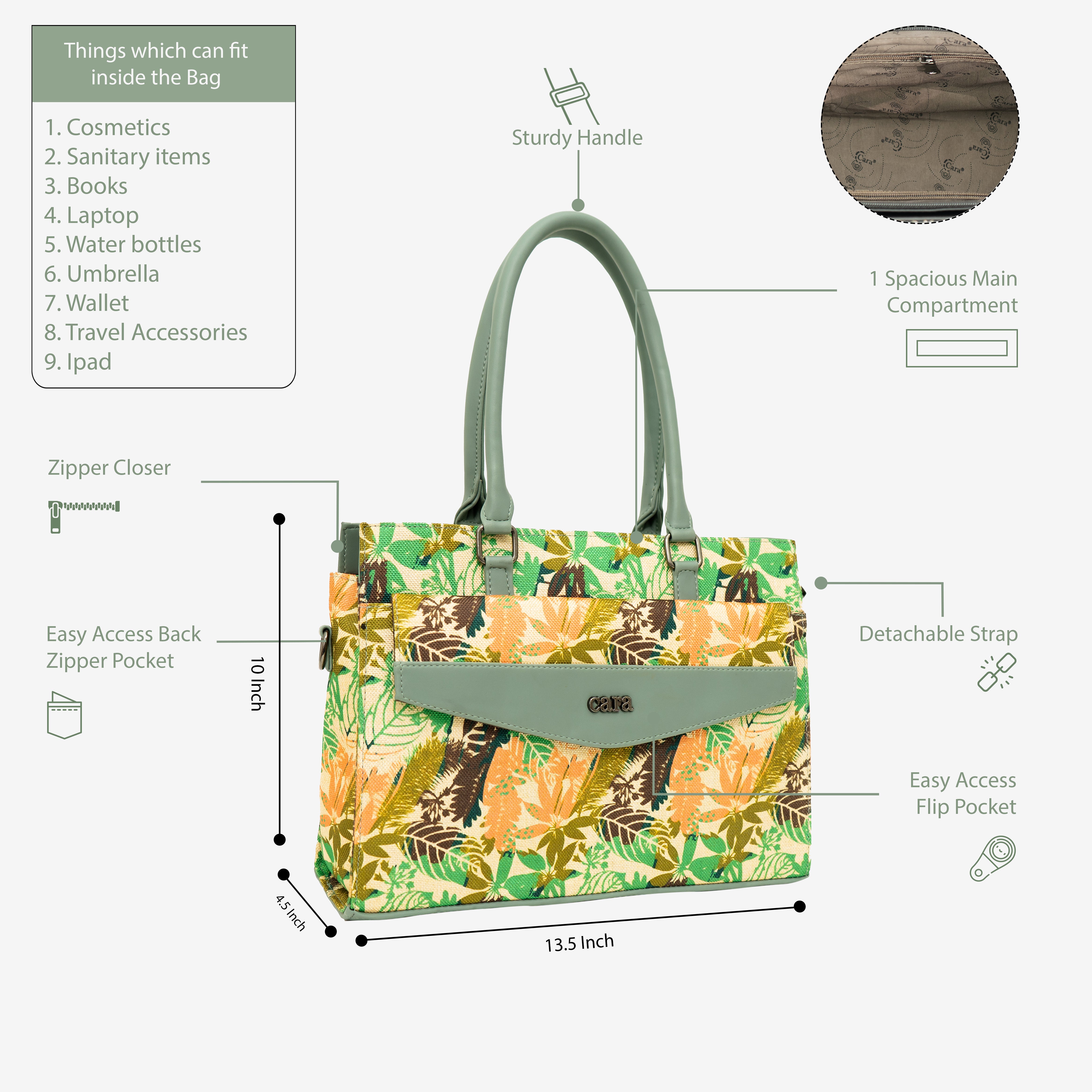 Pista Green Flawless Crafted handbag | Cara
