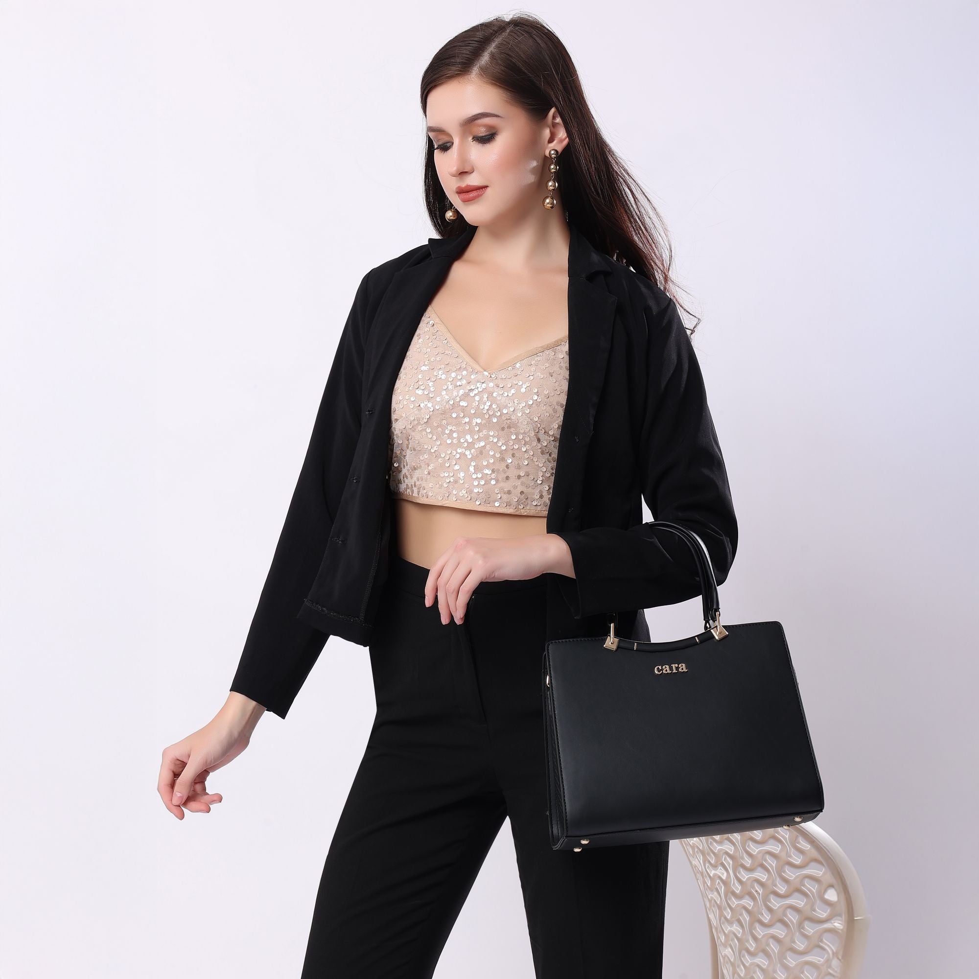 Black Casual Carry Handbag | Cara