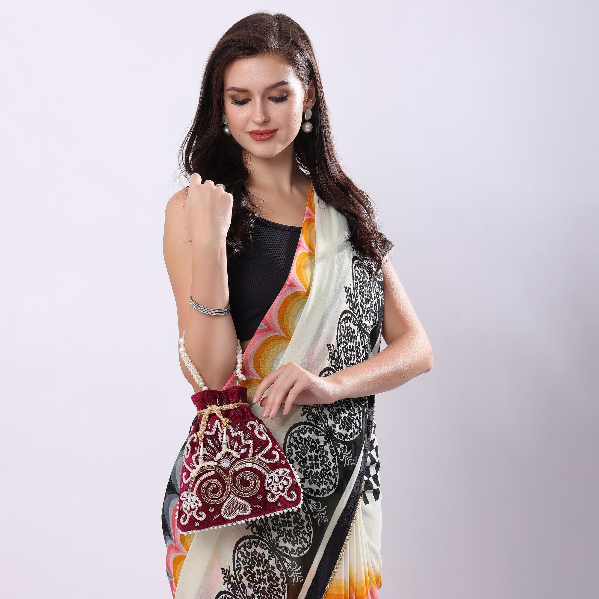 Maroon Pearlstone Radiance Potli