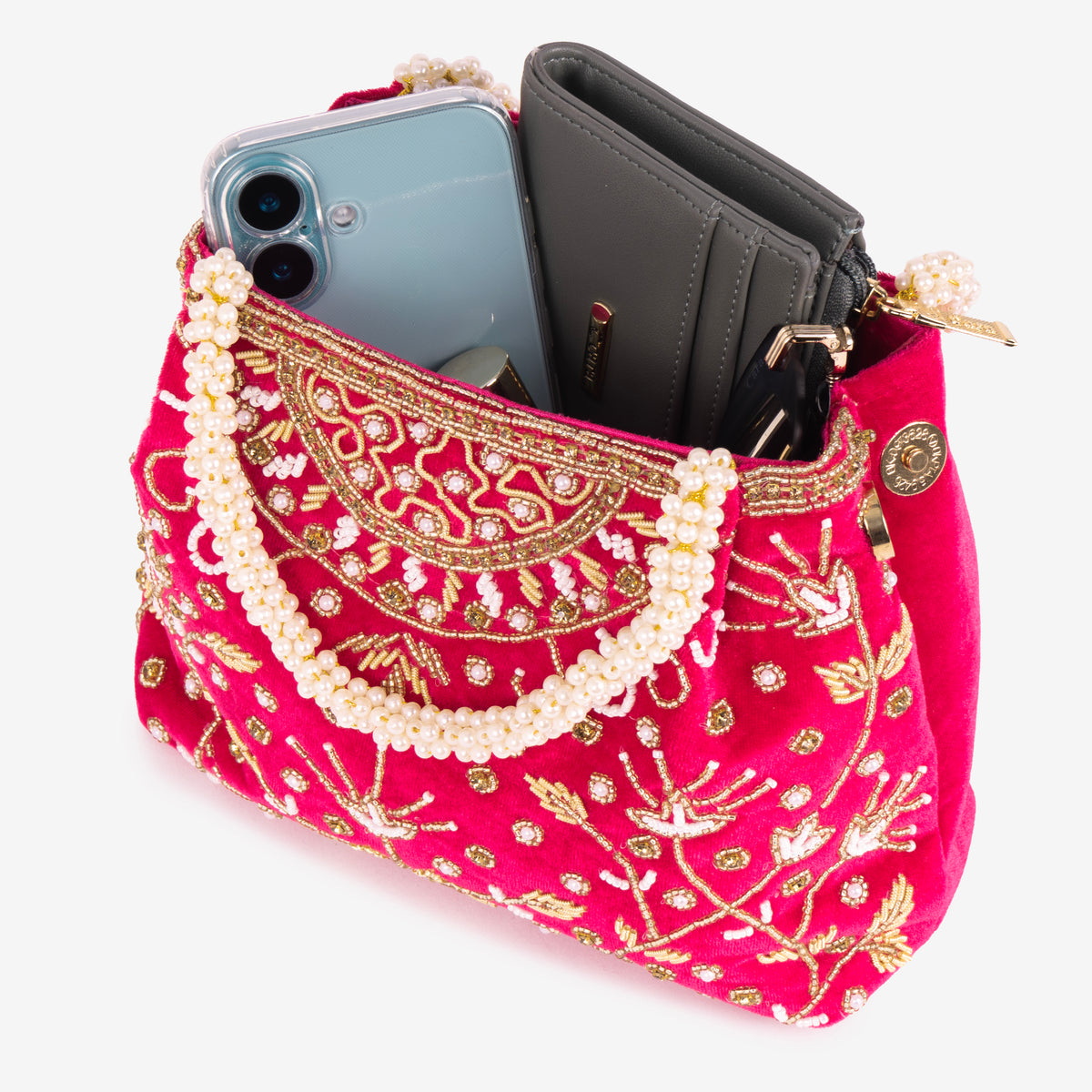 Bridal Pearlstone Velvet Potli