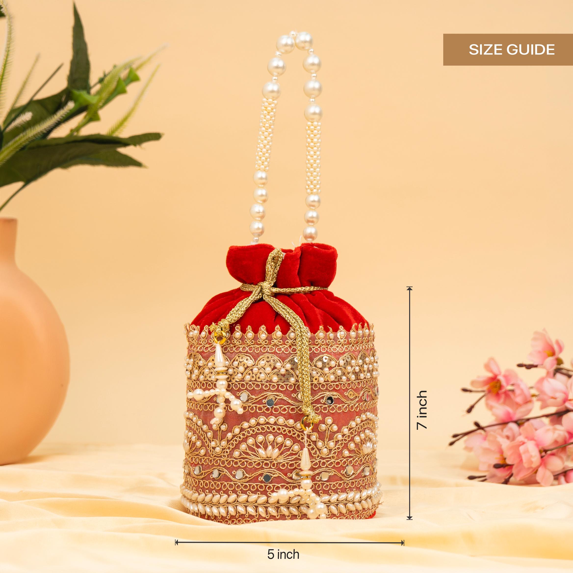 Zari Gold Velvet Potli