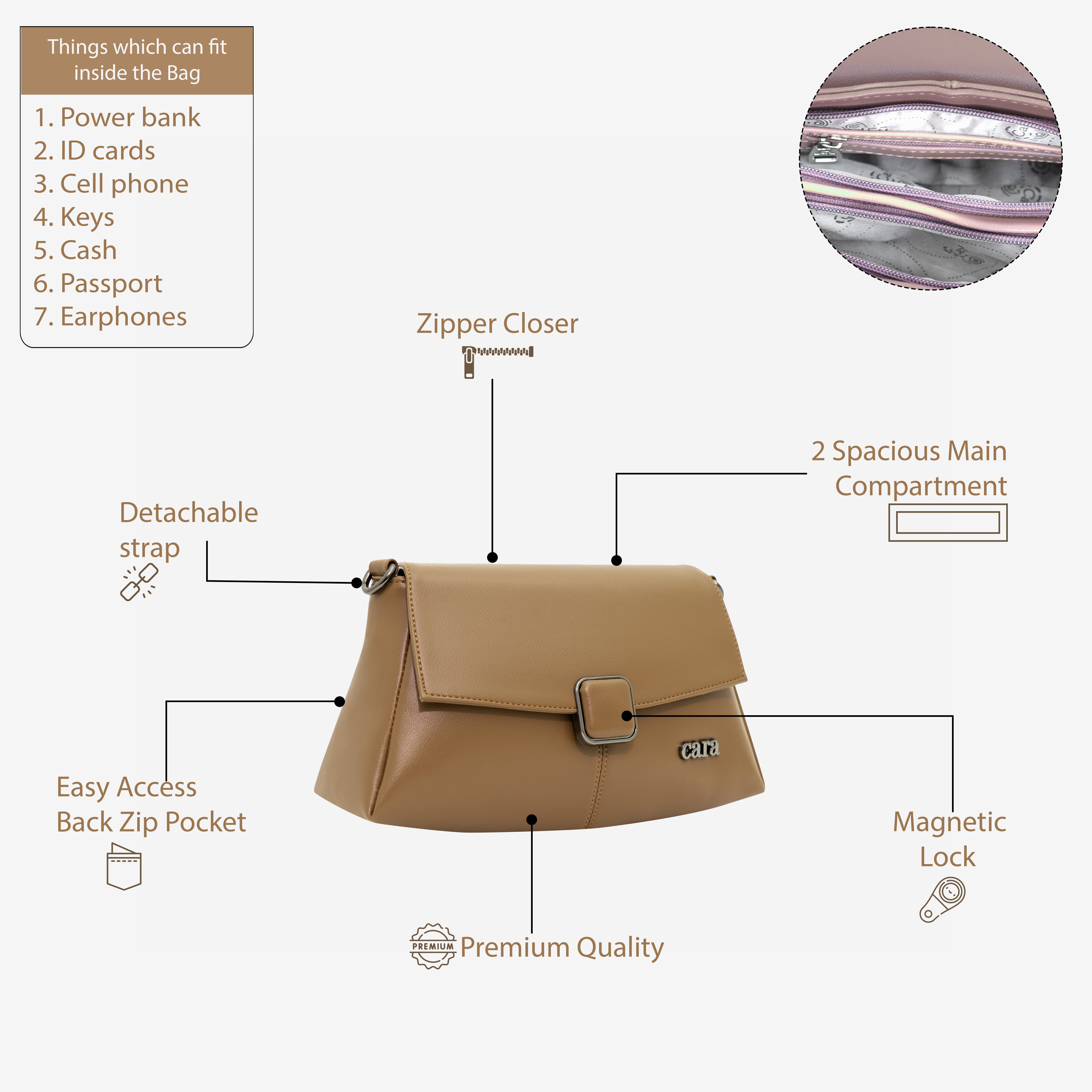 Brown Modish carry sling bag | CARA