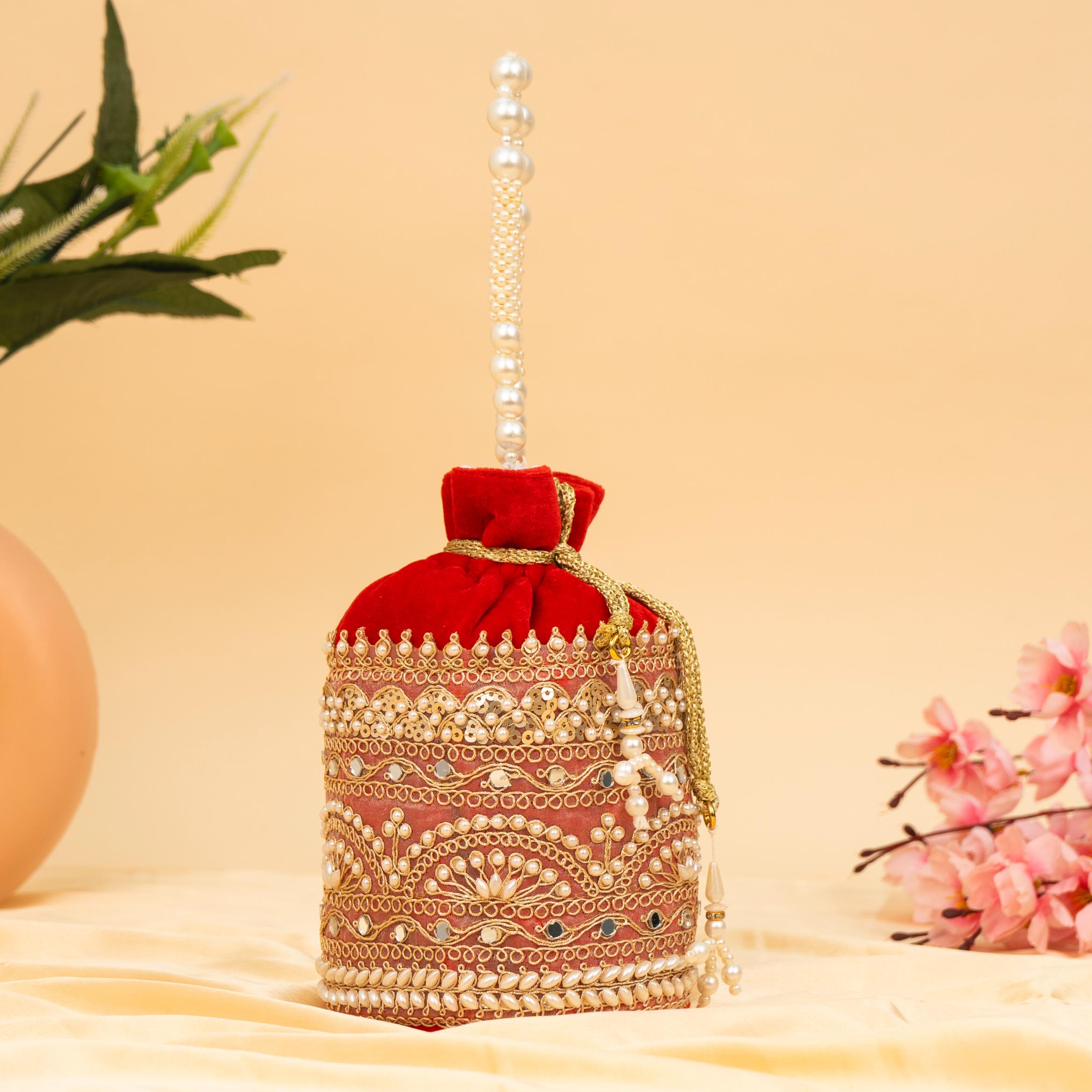 Zari Gold Velvet Potli
