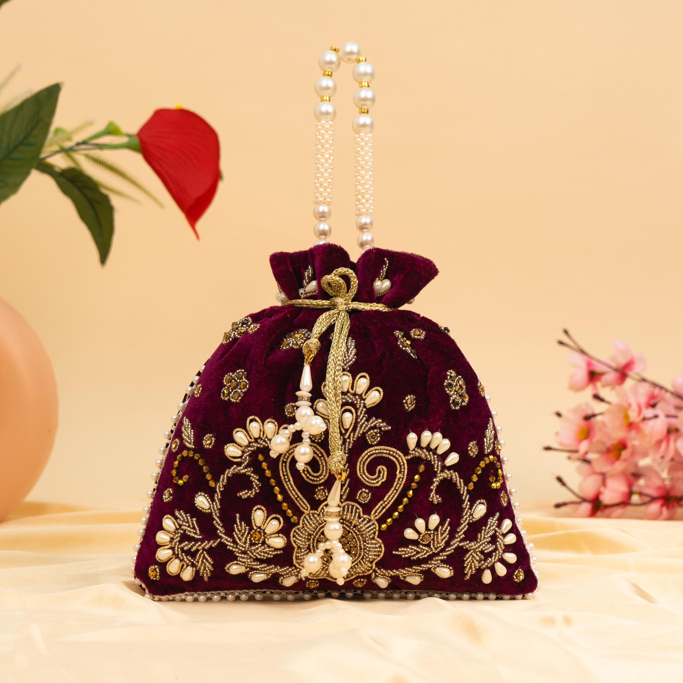Vibrant Floral Zardosi Potli