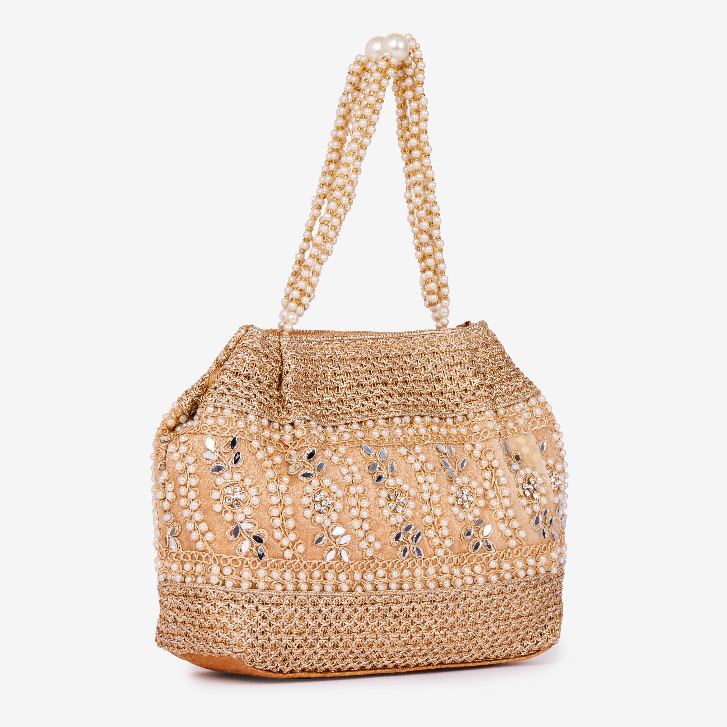 Golden Fern Pearl Potli