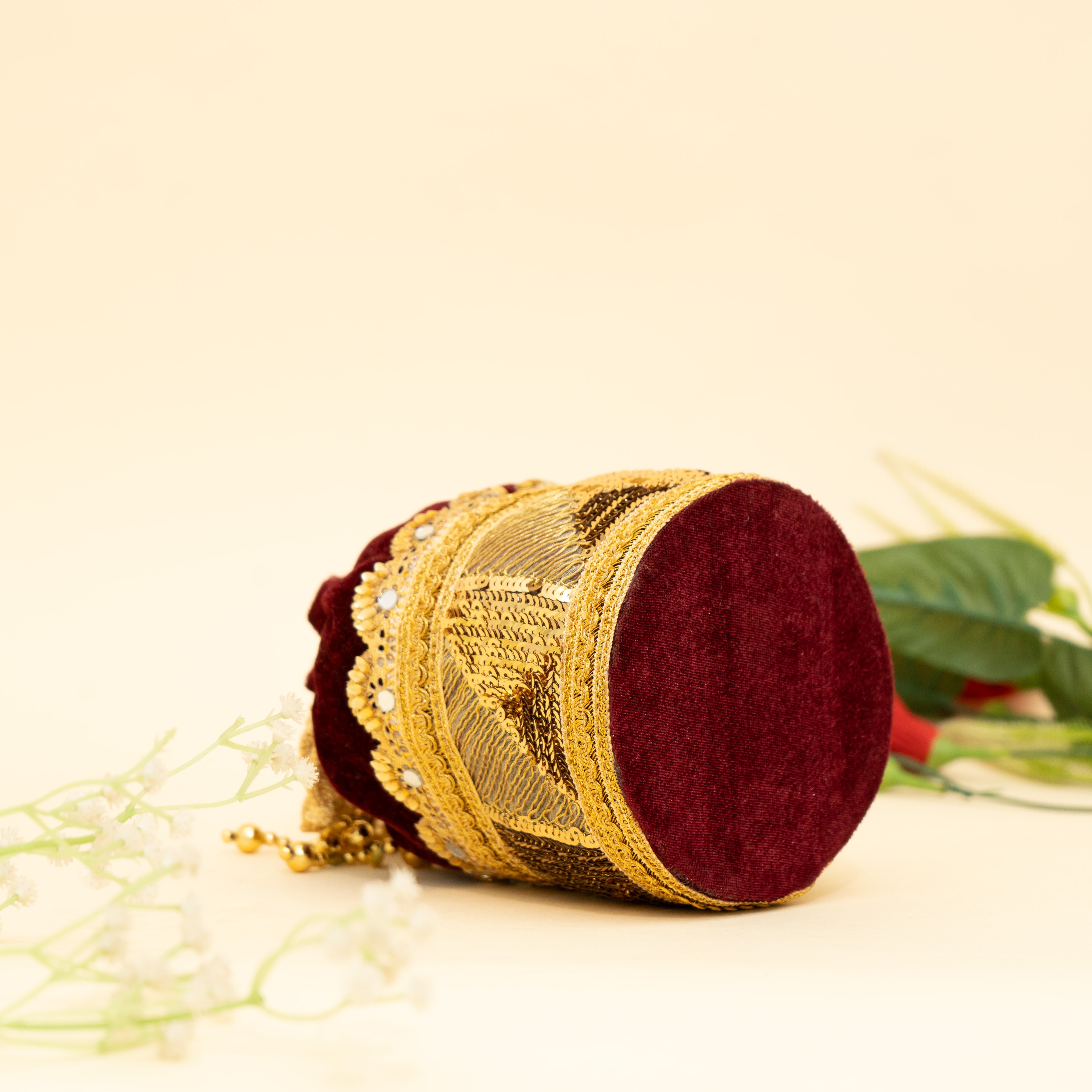 maroon Golden Gleam potli | CARA