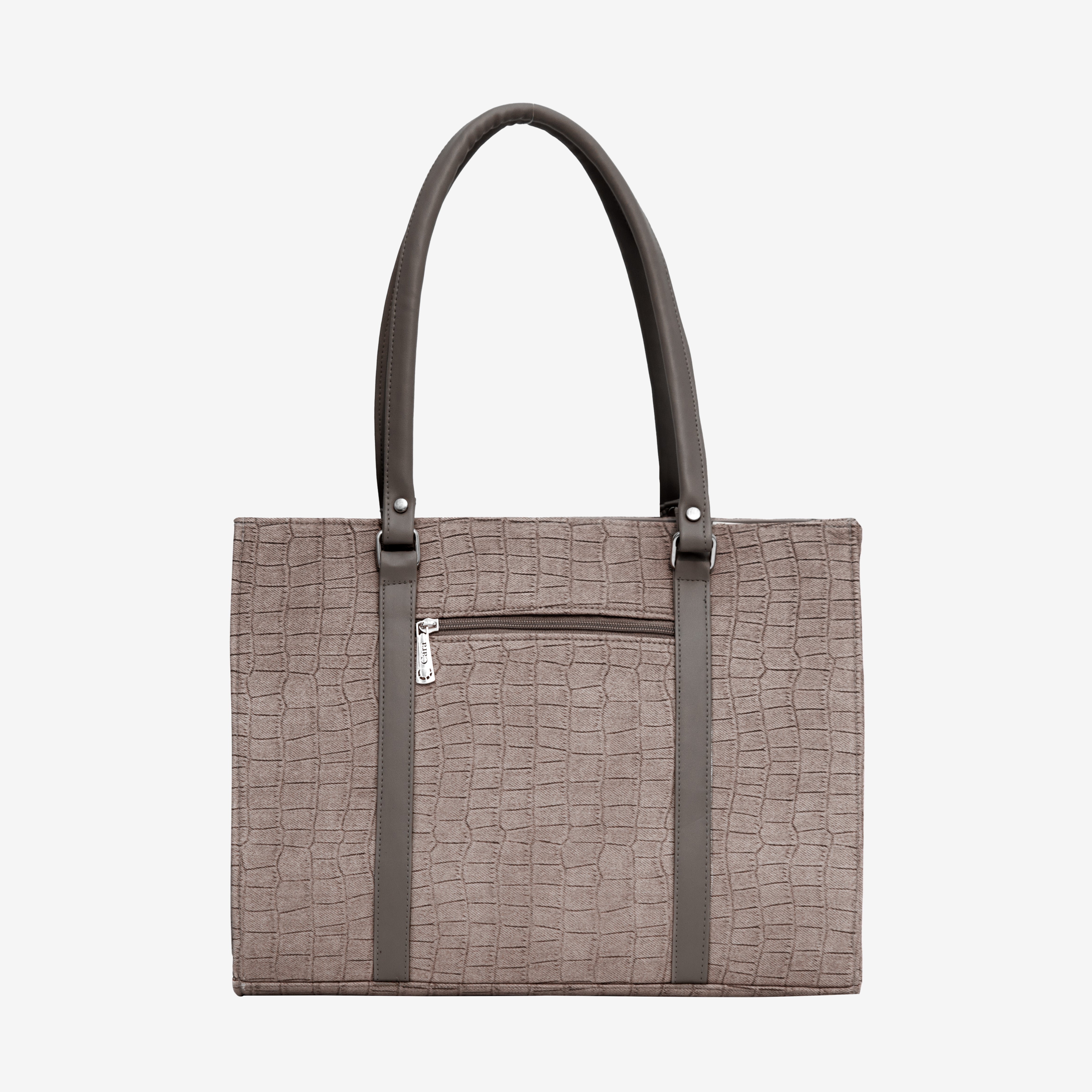 Dark brown Croc Textured Shoulder Bag | Cara