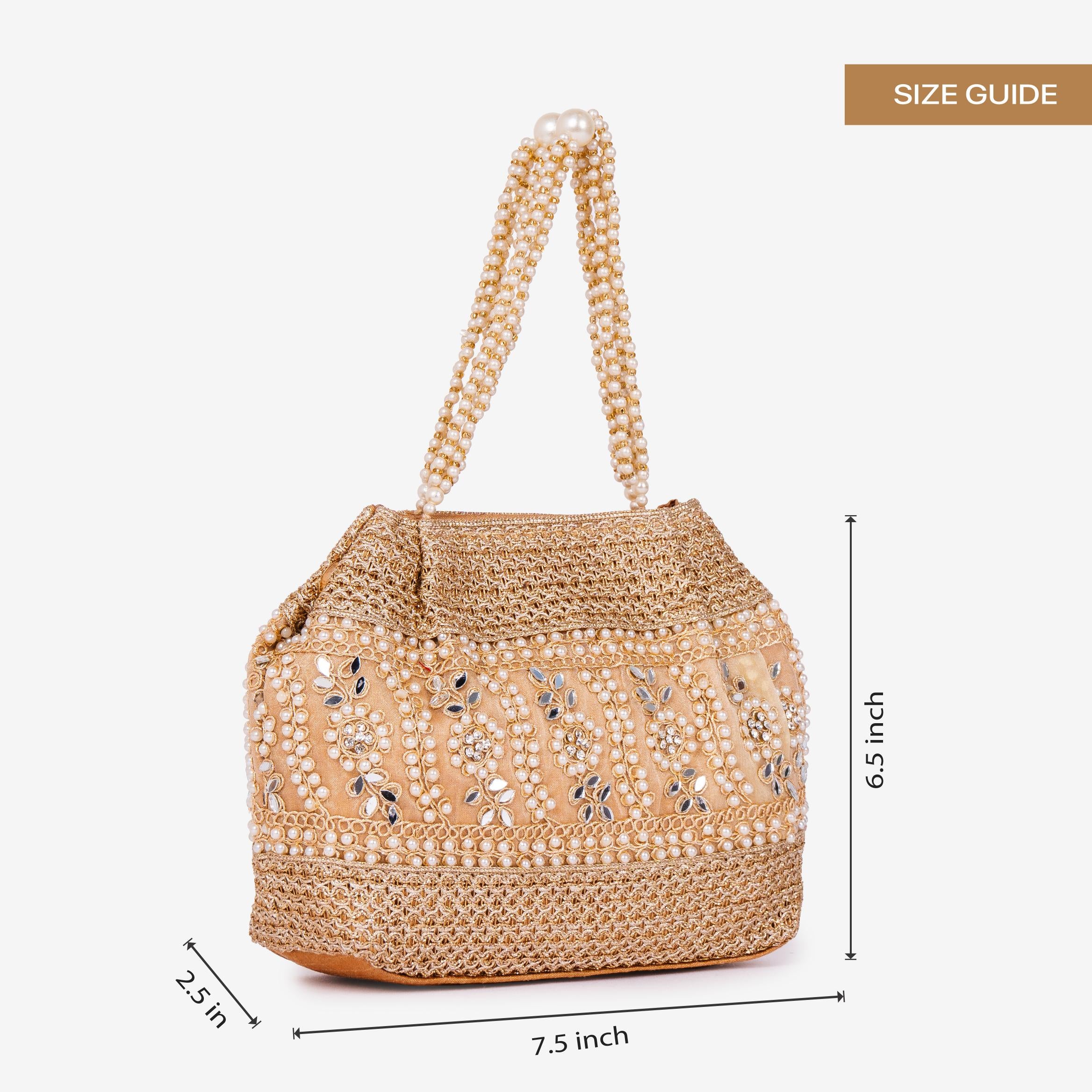 Golden Fern Pearl Potli