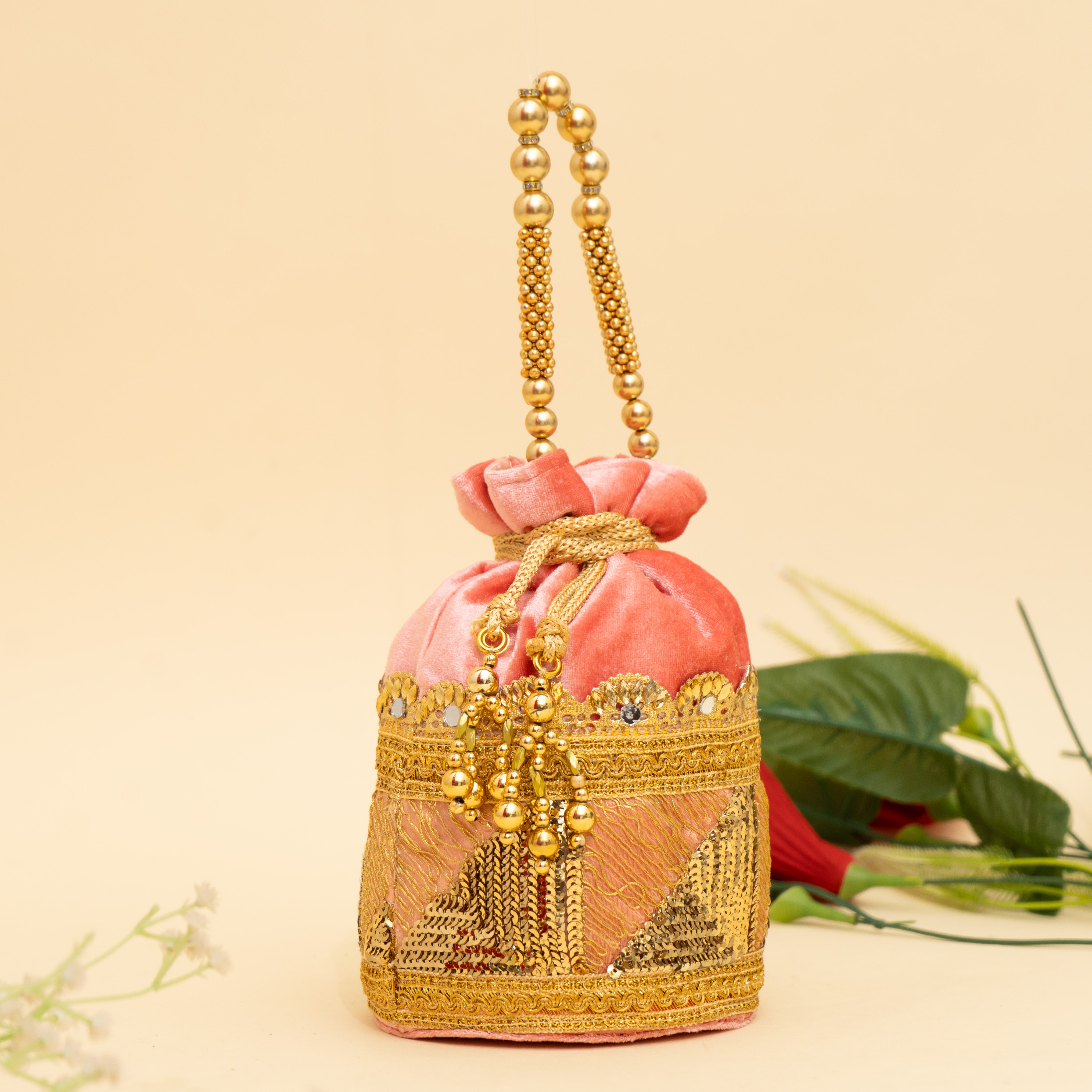 peach Golden Gleam potli | CARA