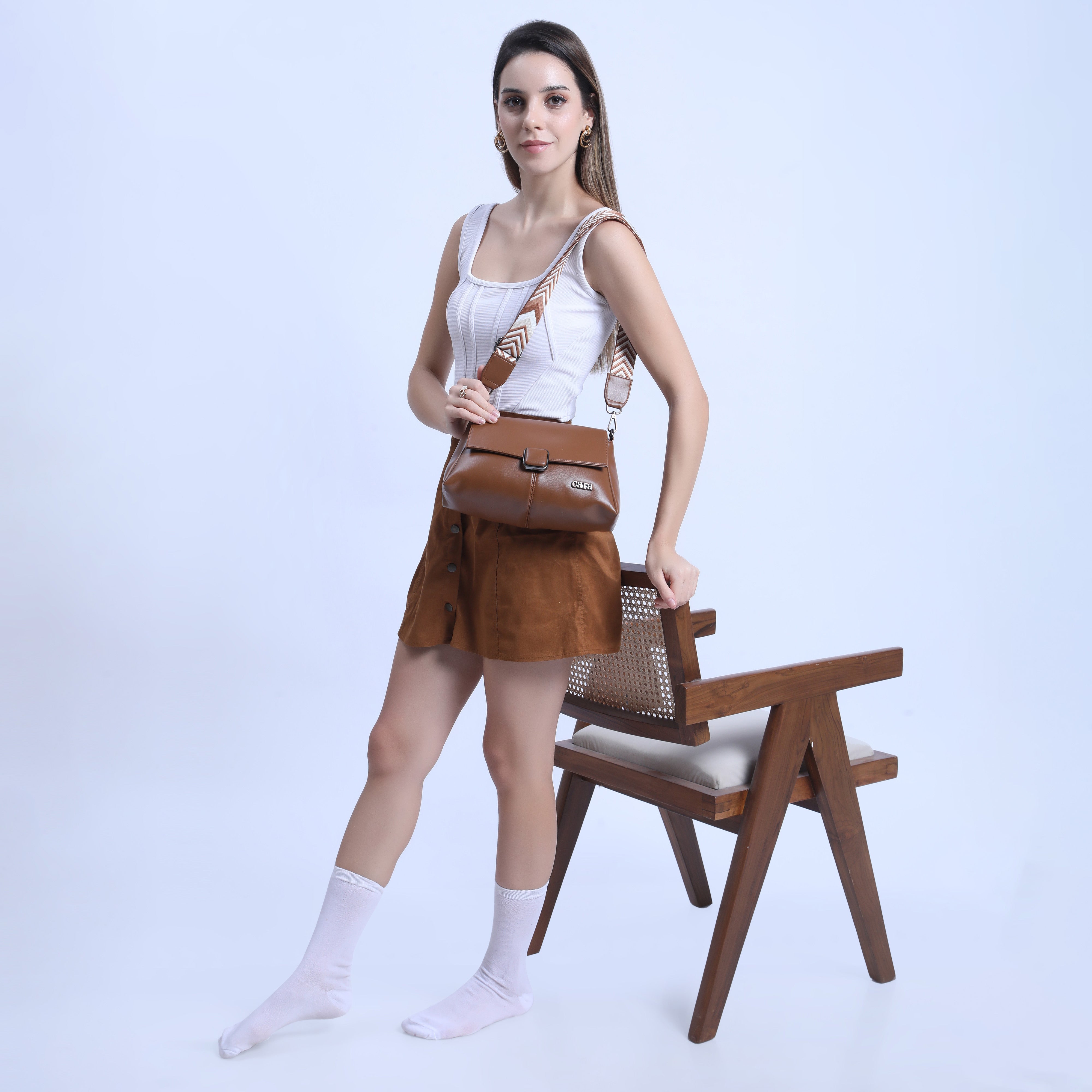 Tan Modish carry sling bag | CARA