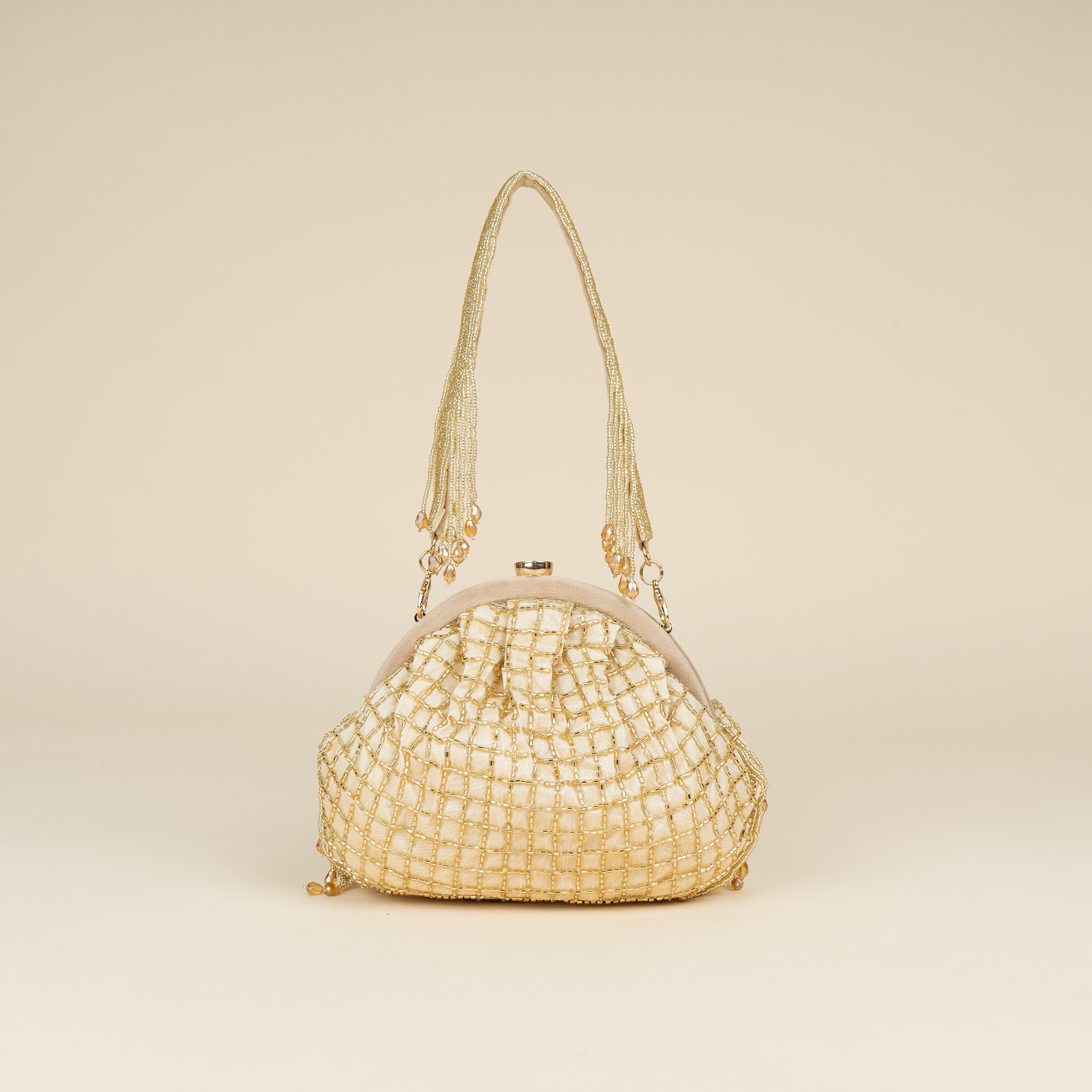 Opulent Pearl Satin Potli