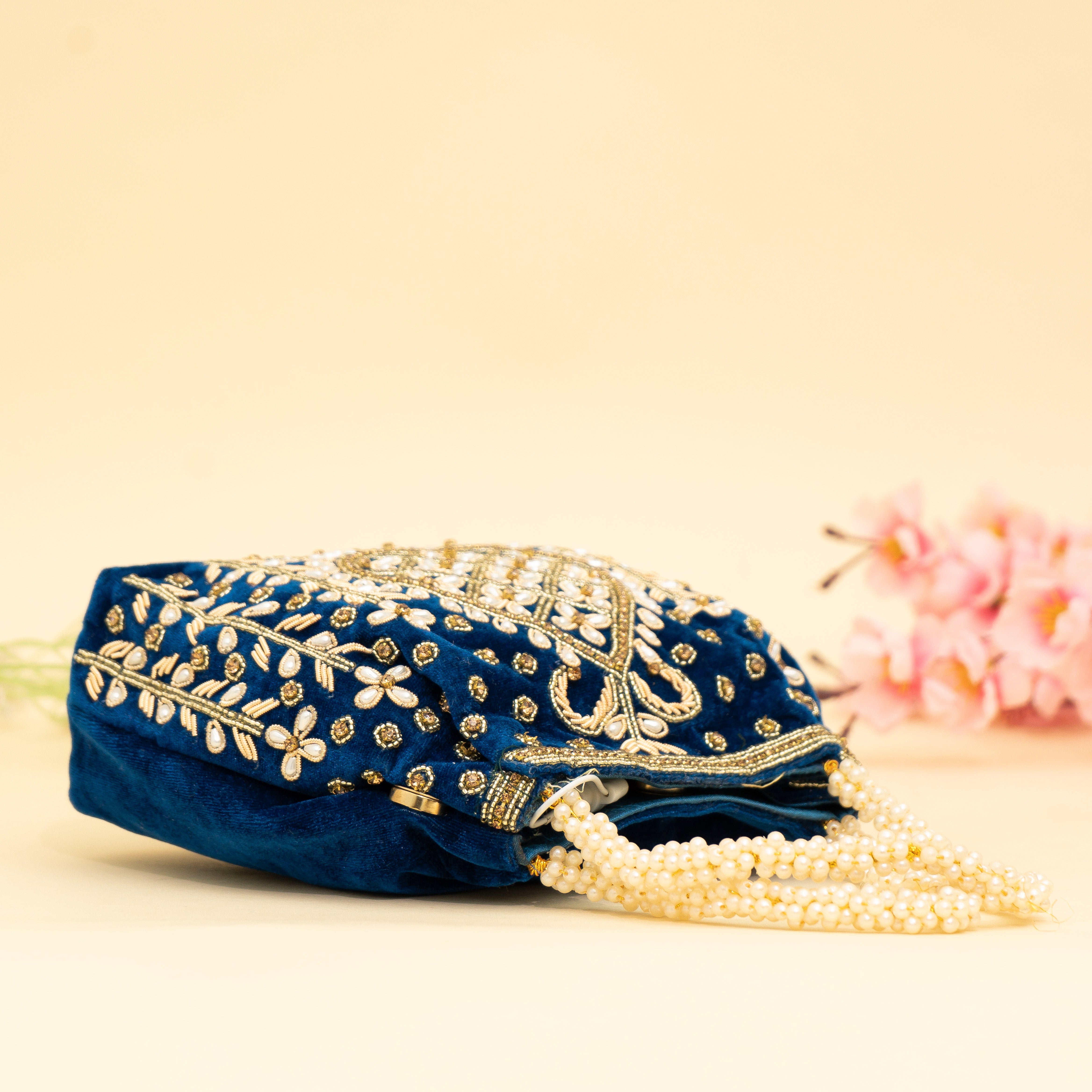 Team Blue Lustrous Pearl Embellish Potli