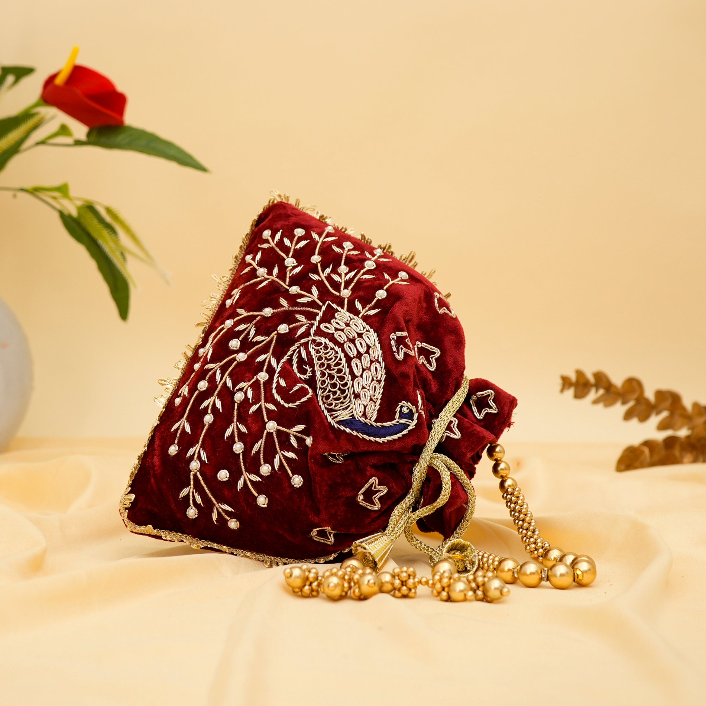 Peacock Elegance Potli