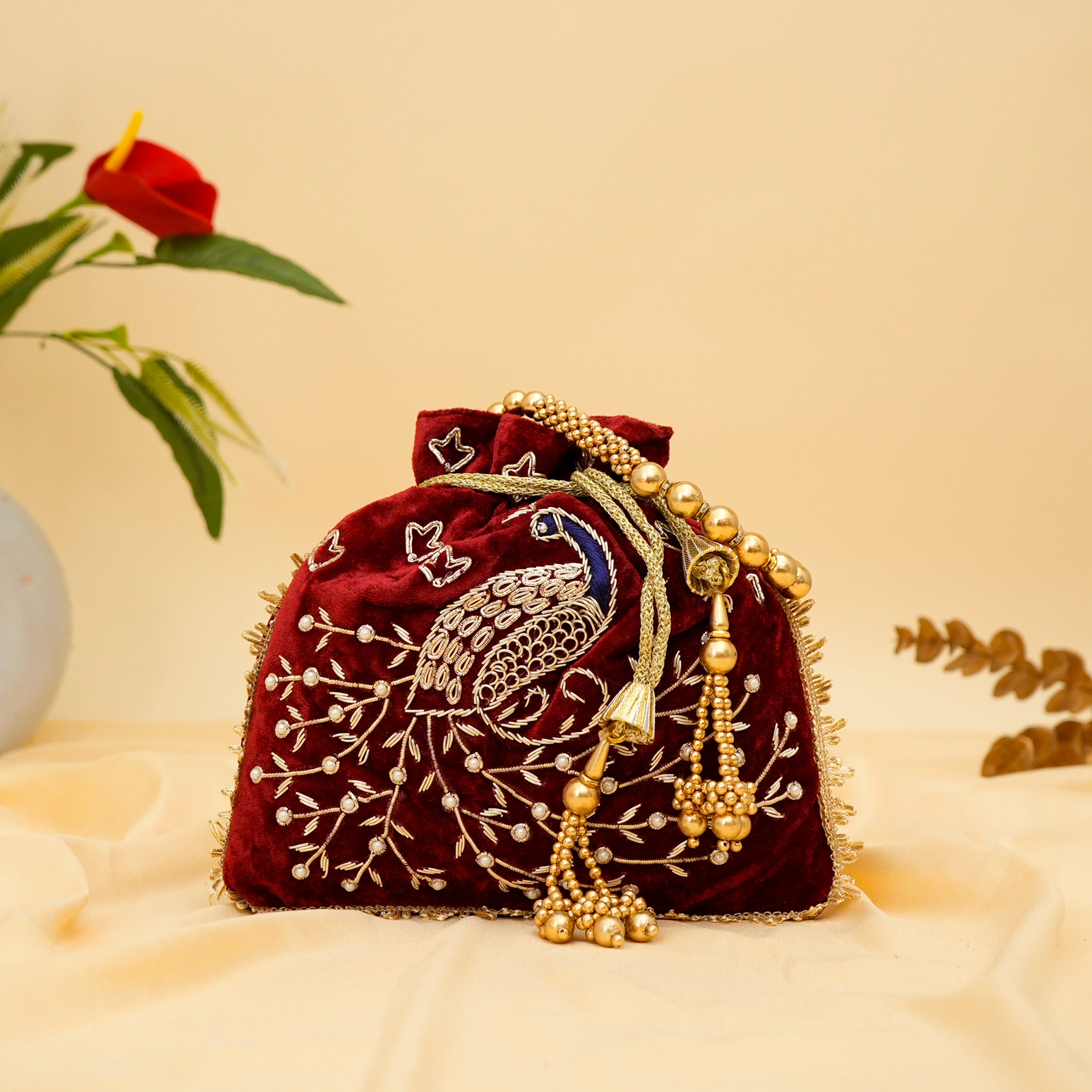 Peacock Elegance Potli