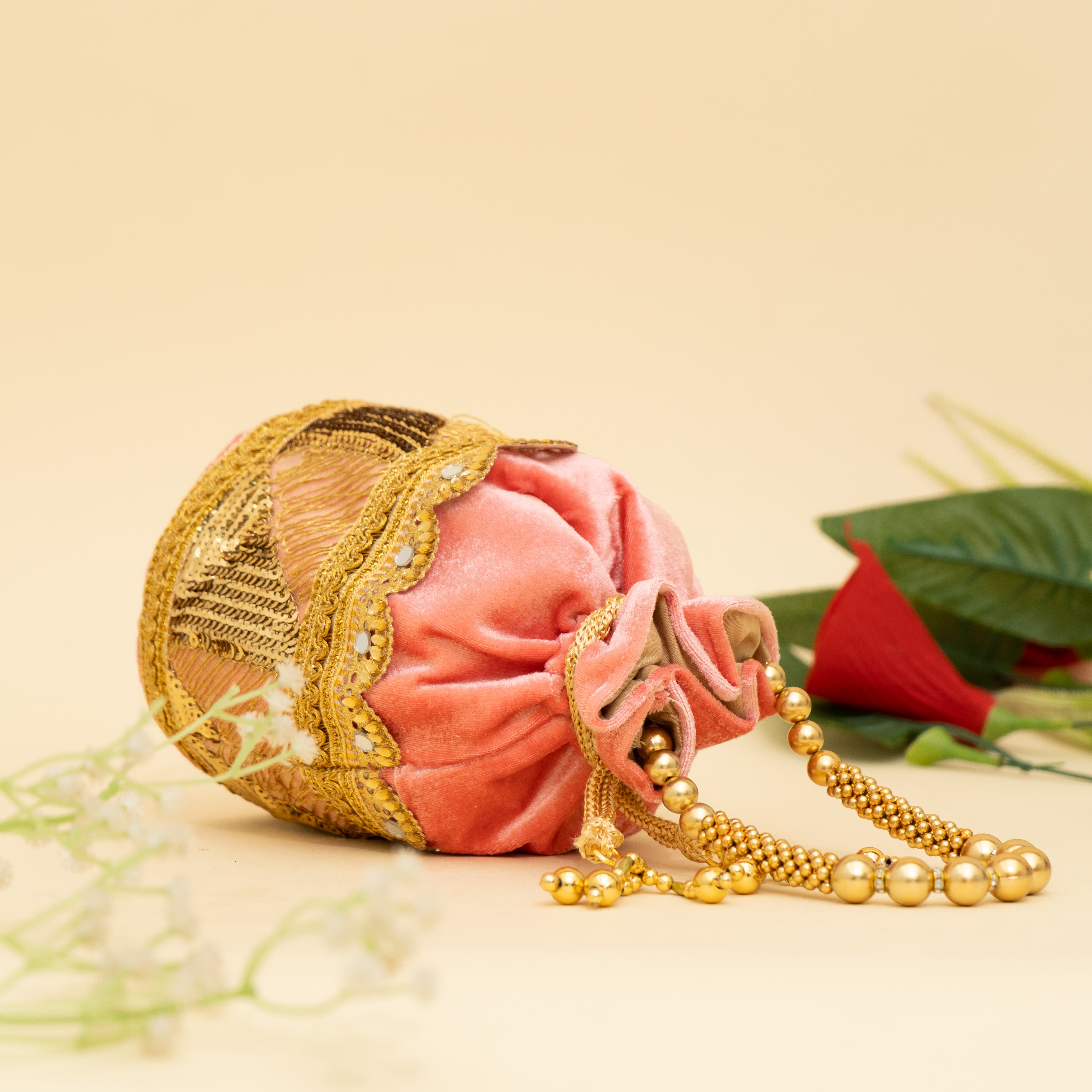 peach Golden Gleam potli | CARA