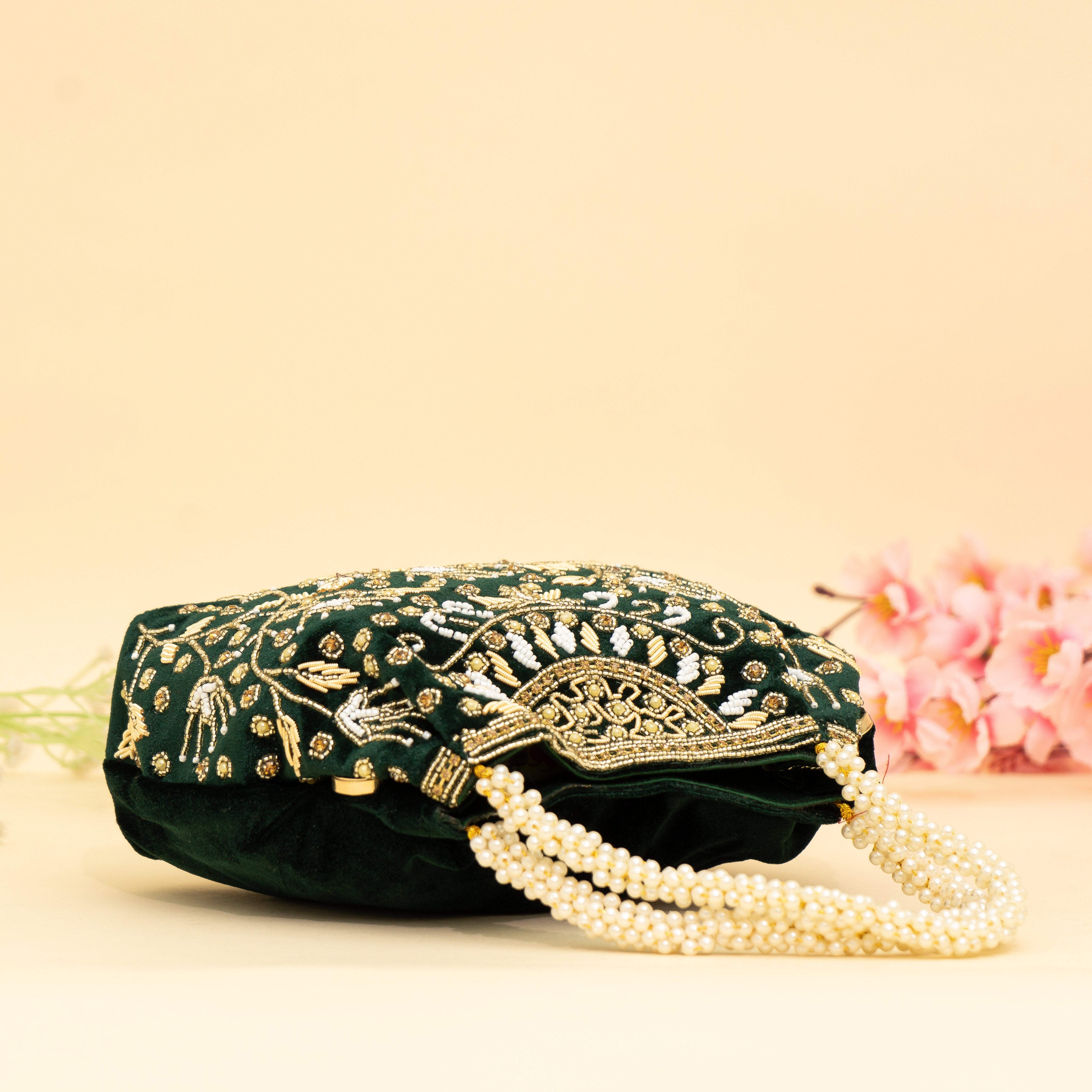 Bridal Pearlstone Velvet Potli