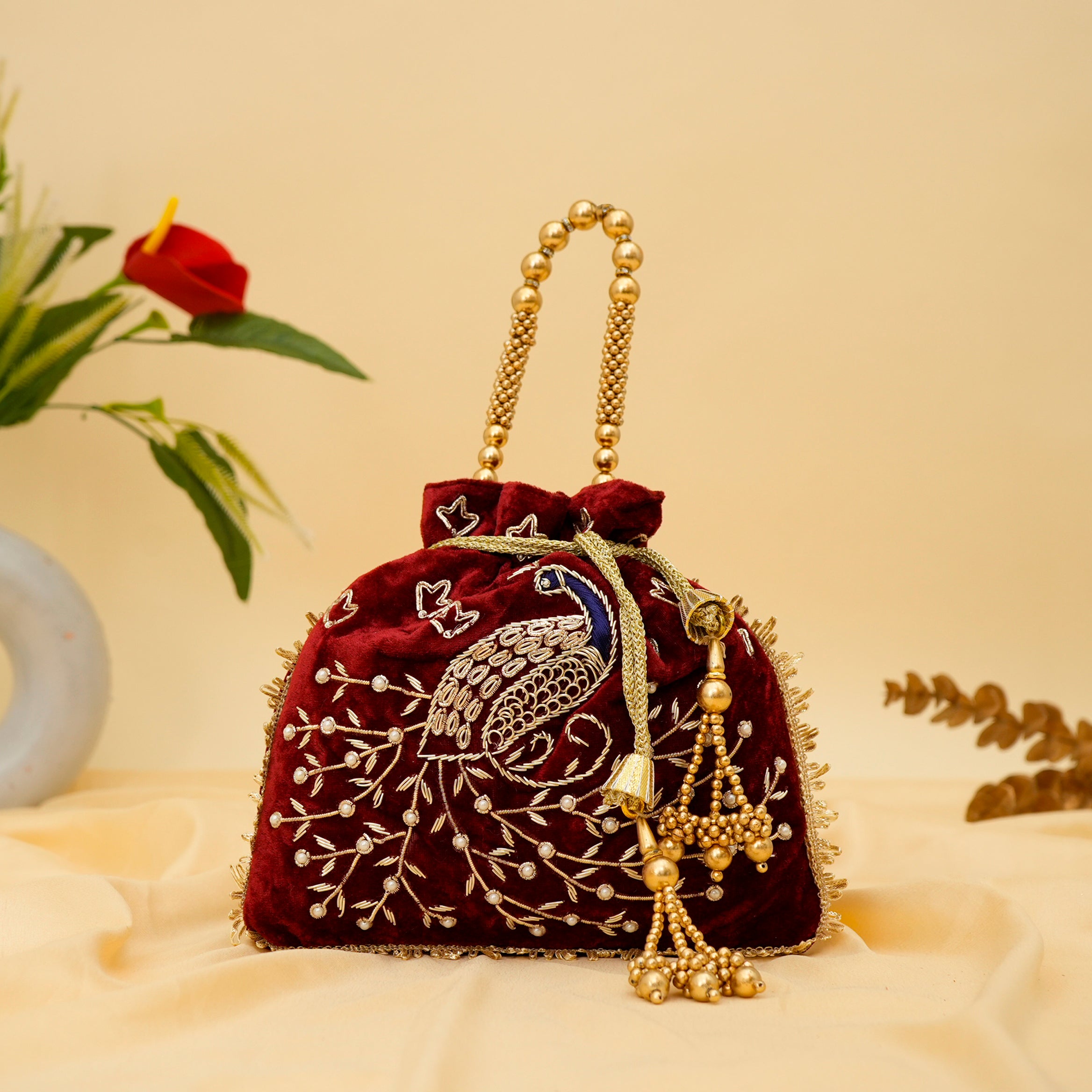 Peacock Elegance Potli