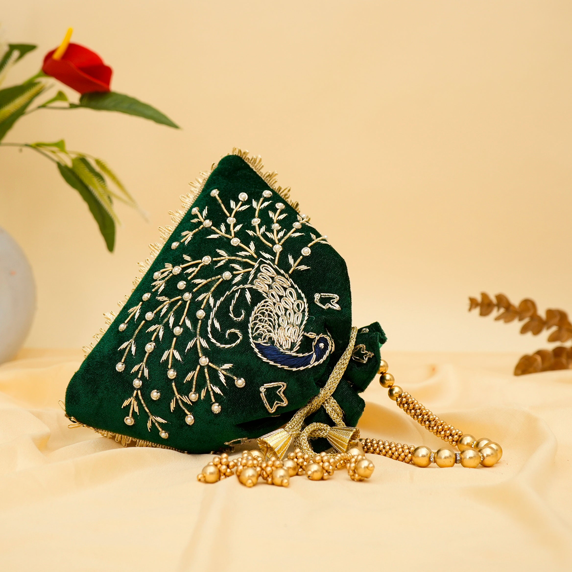 Peacock Elegance Potli