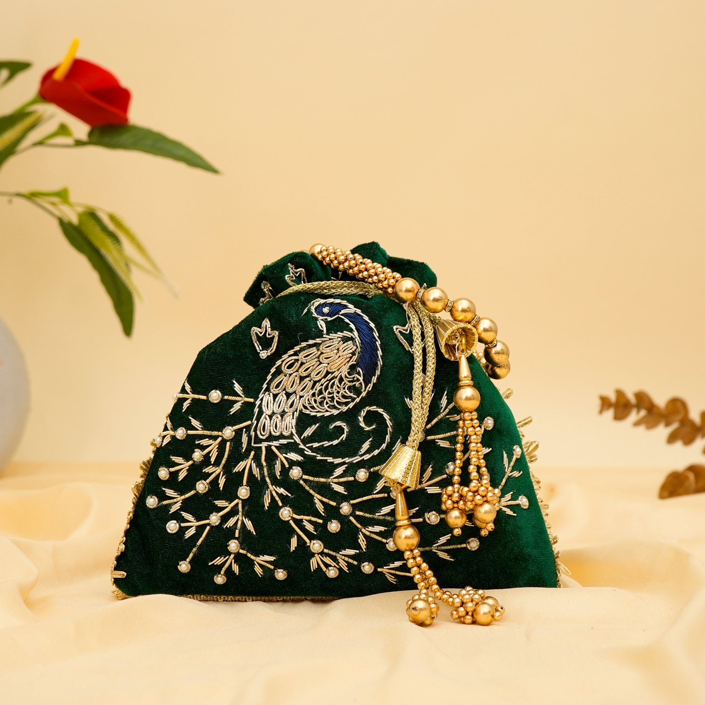 Peacock Elegance Potli