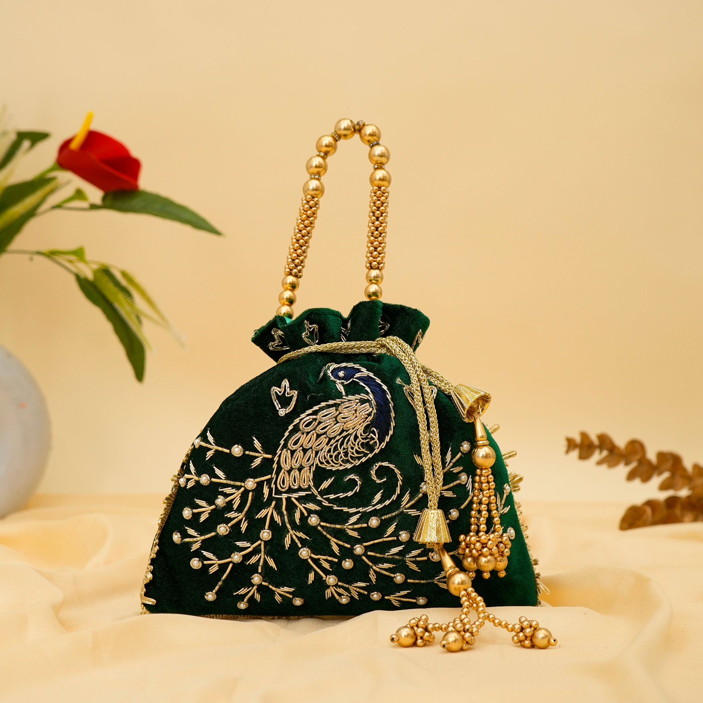 Peacock Elegance Potli