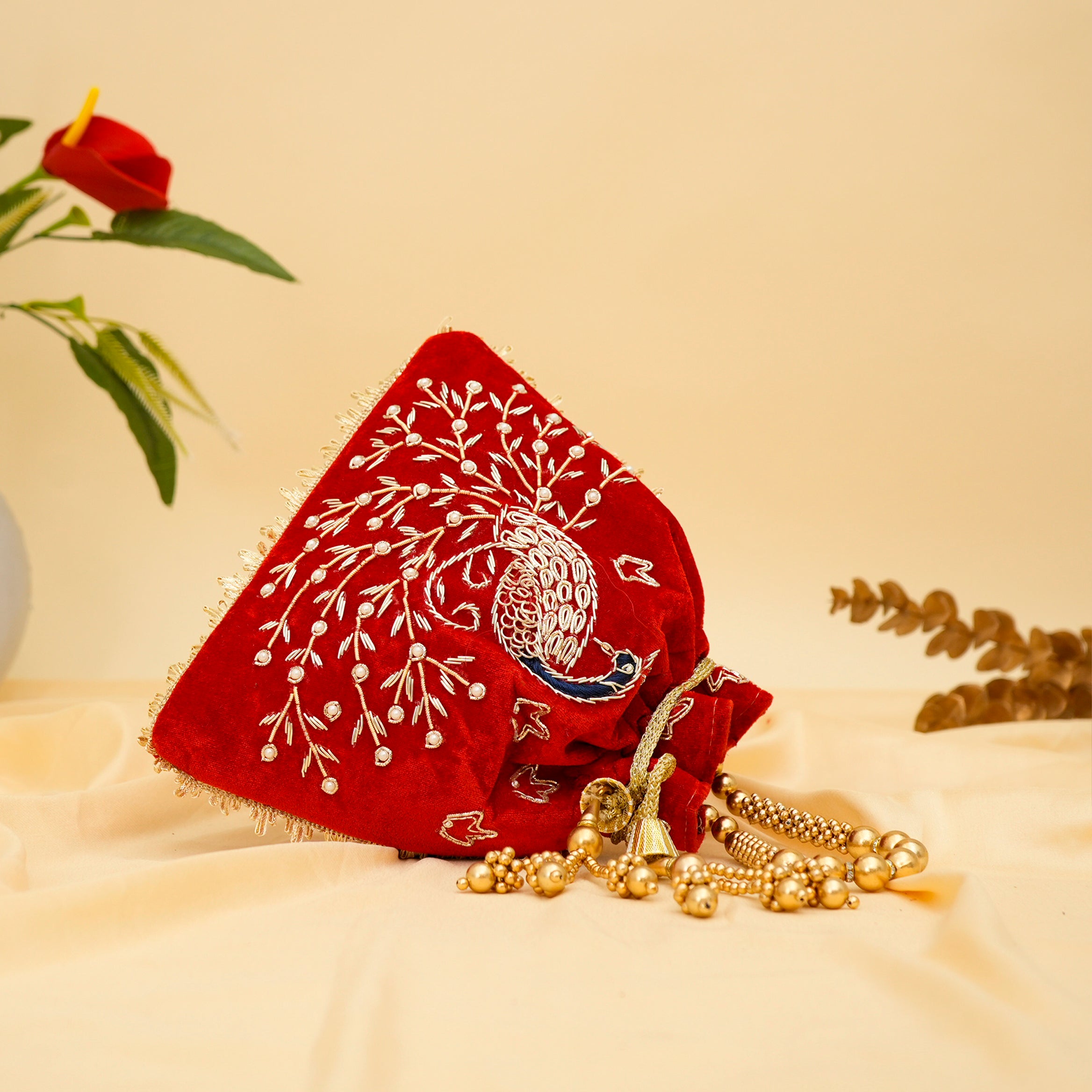 Peacock Elegance Potli