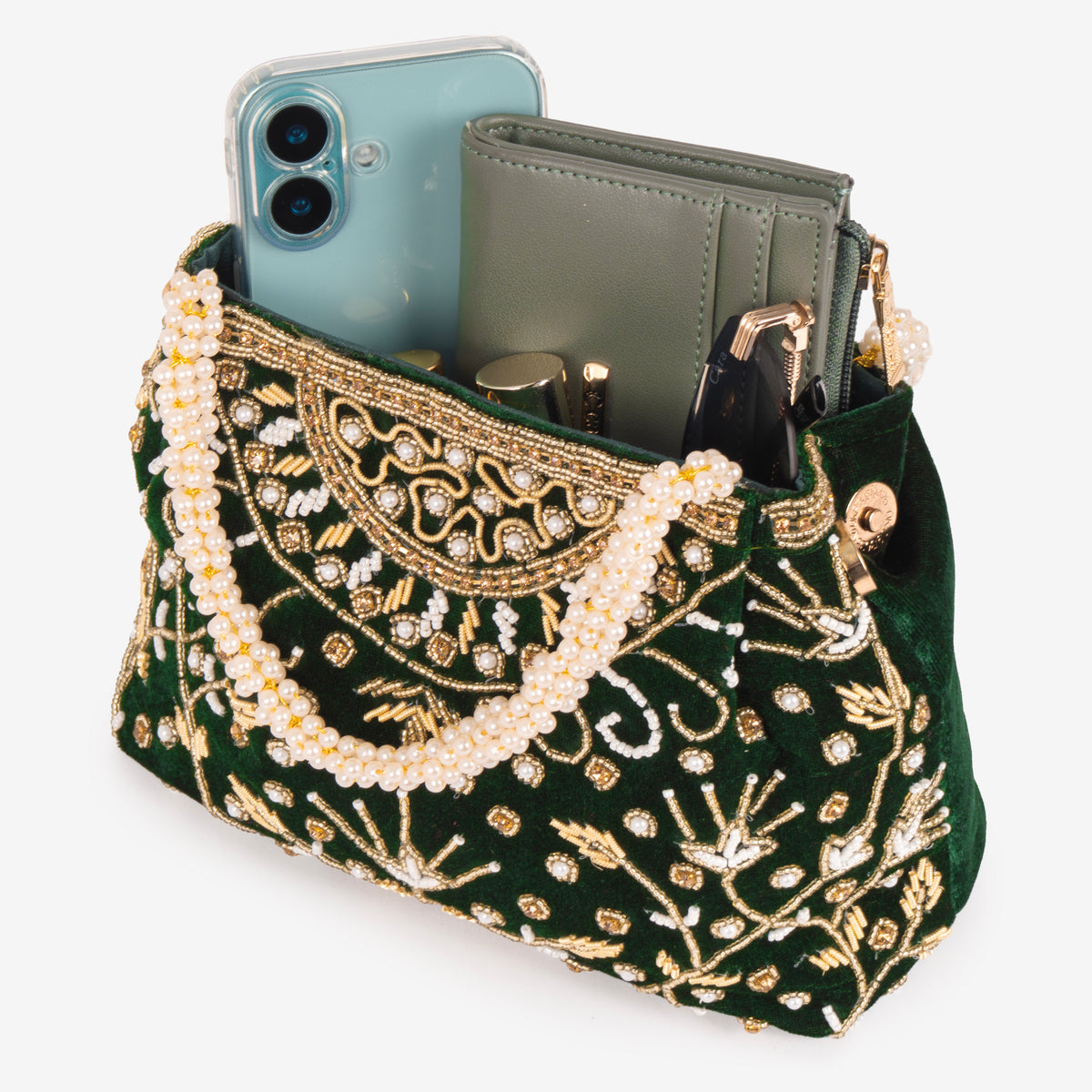 Bridal Pearlstone Velvet Potli