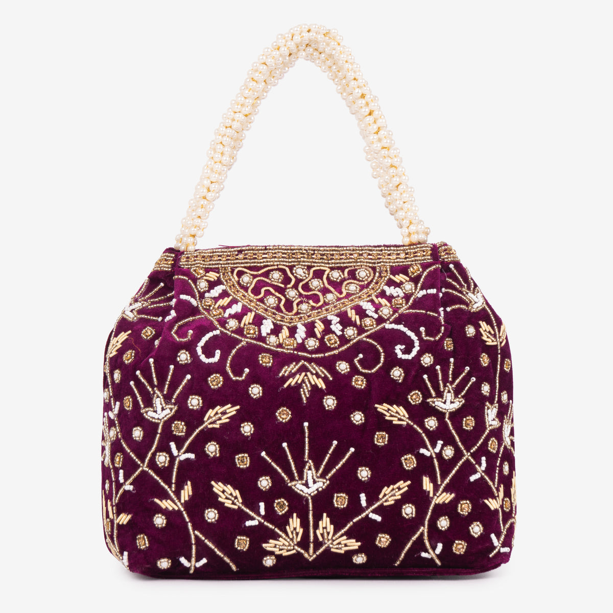 Bridal Pearlstone Velvet Potli