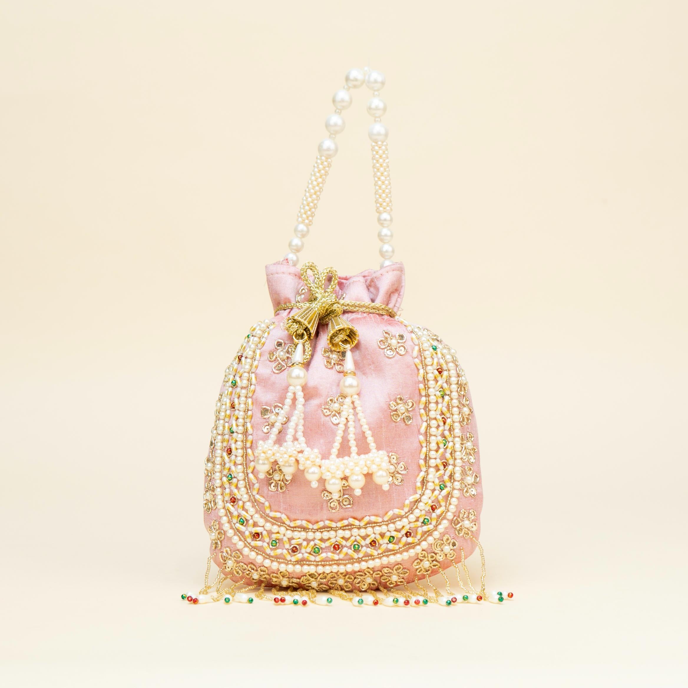 Blush Gold Braid Potli