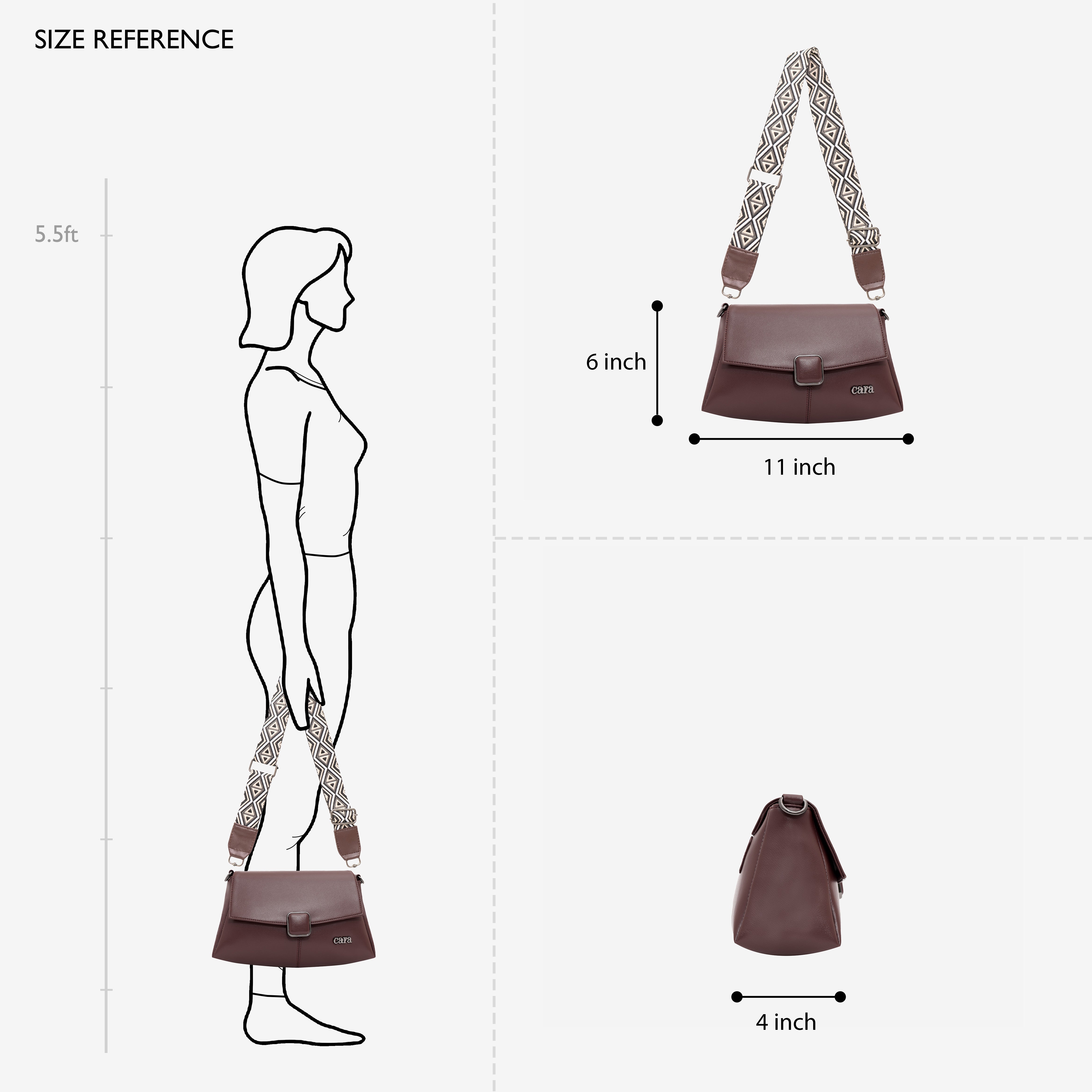 Dark brown Modish carry sling bag | CARA