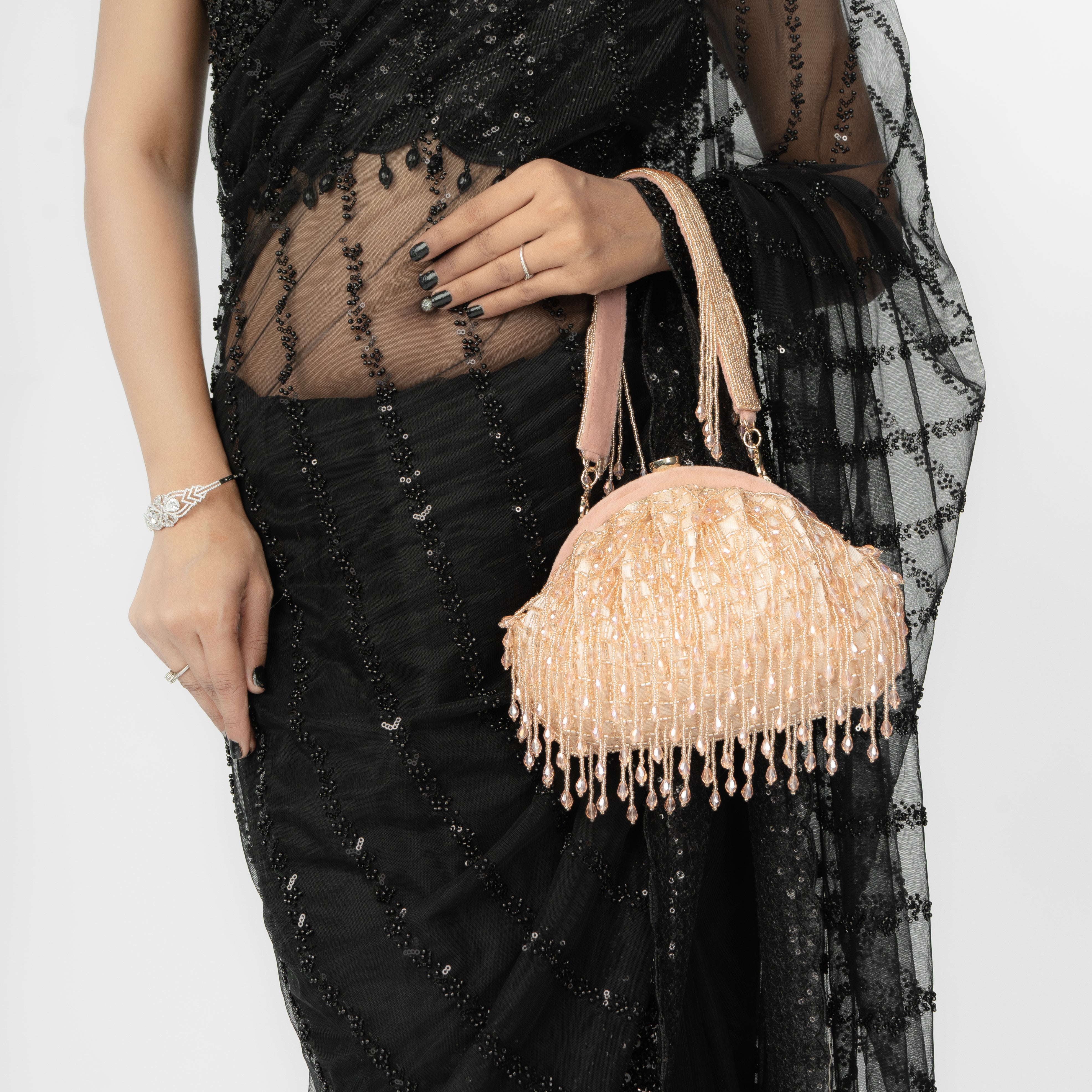 Opulent Pearl Satin Potli