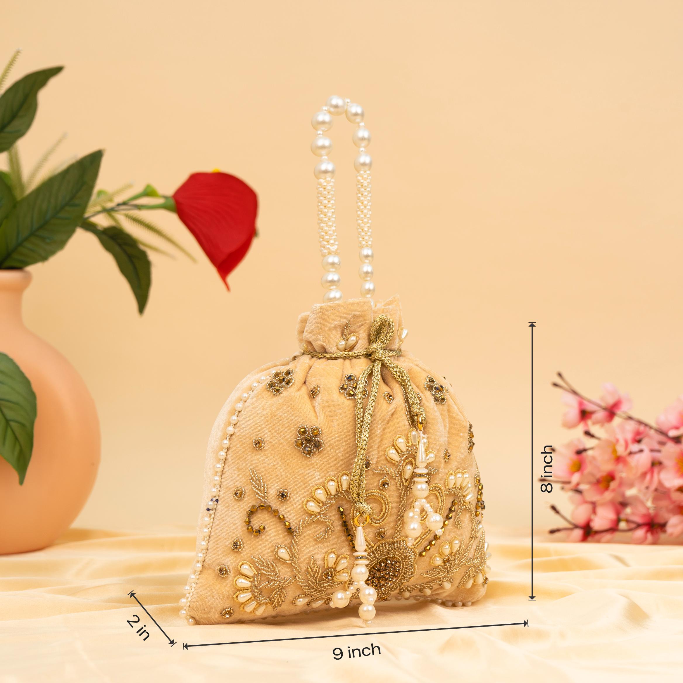 Vibrant Floral Zardosi Potli