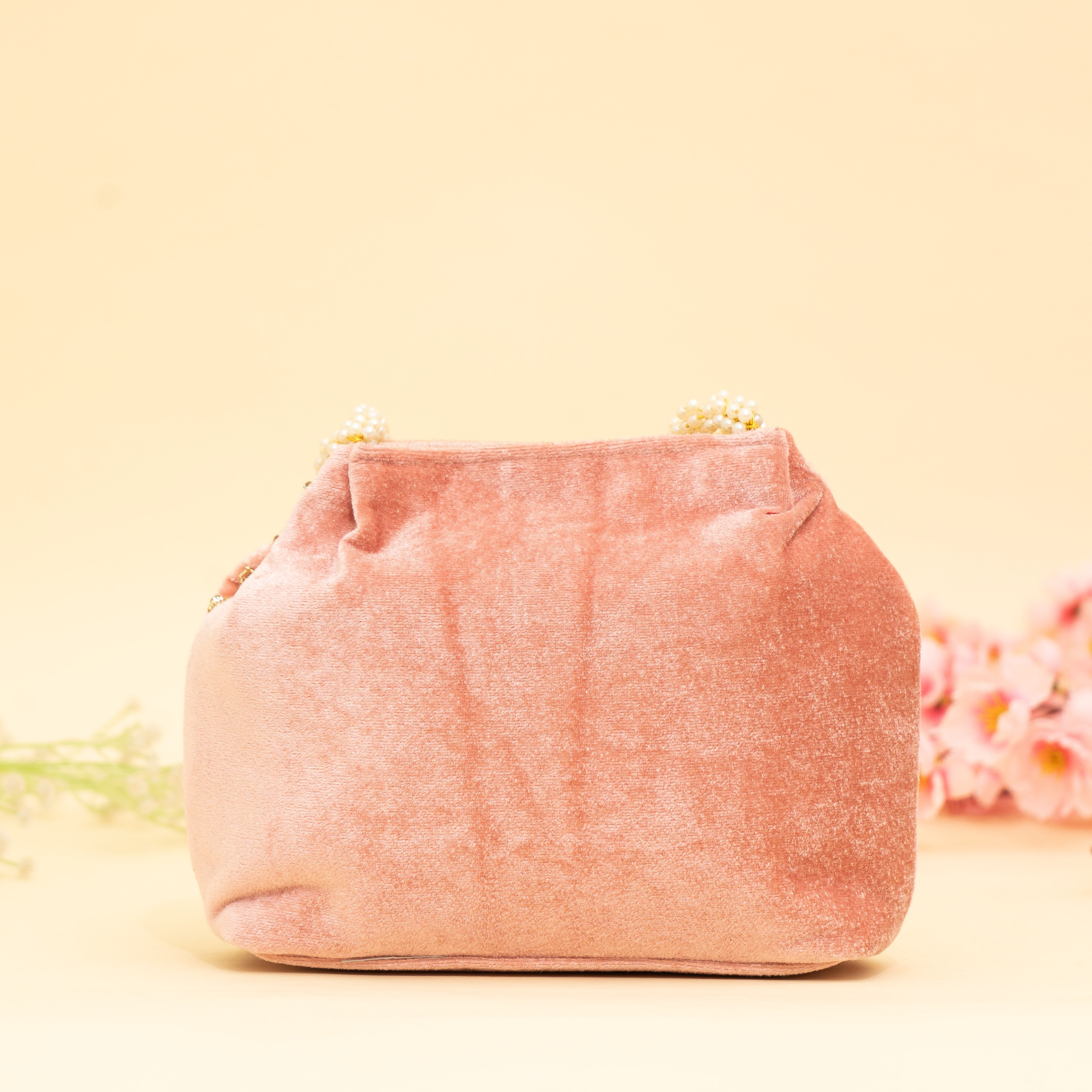 Peach Lustrous Pearl Embellish Potli