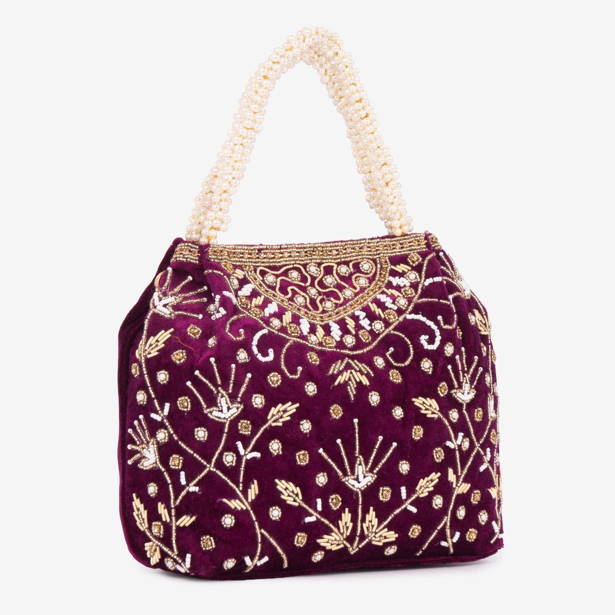 Bridal Pearlstone Velvet Potli