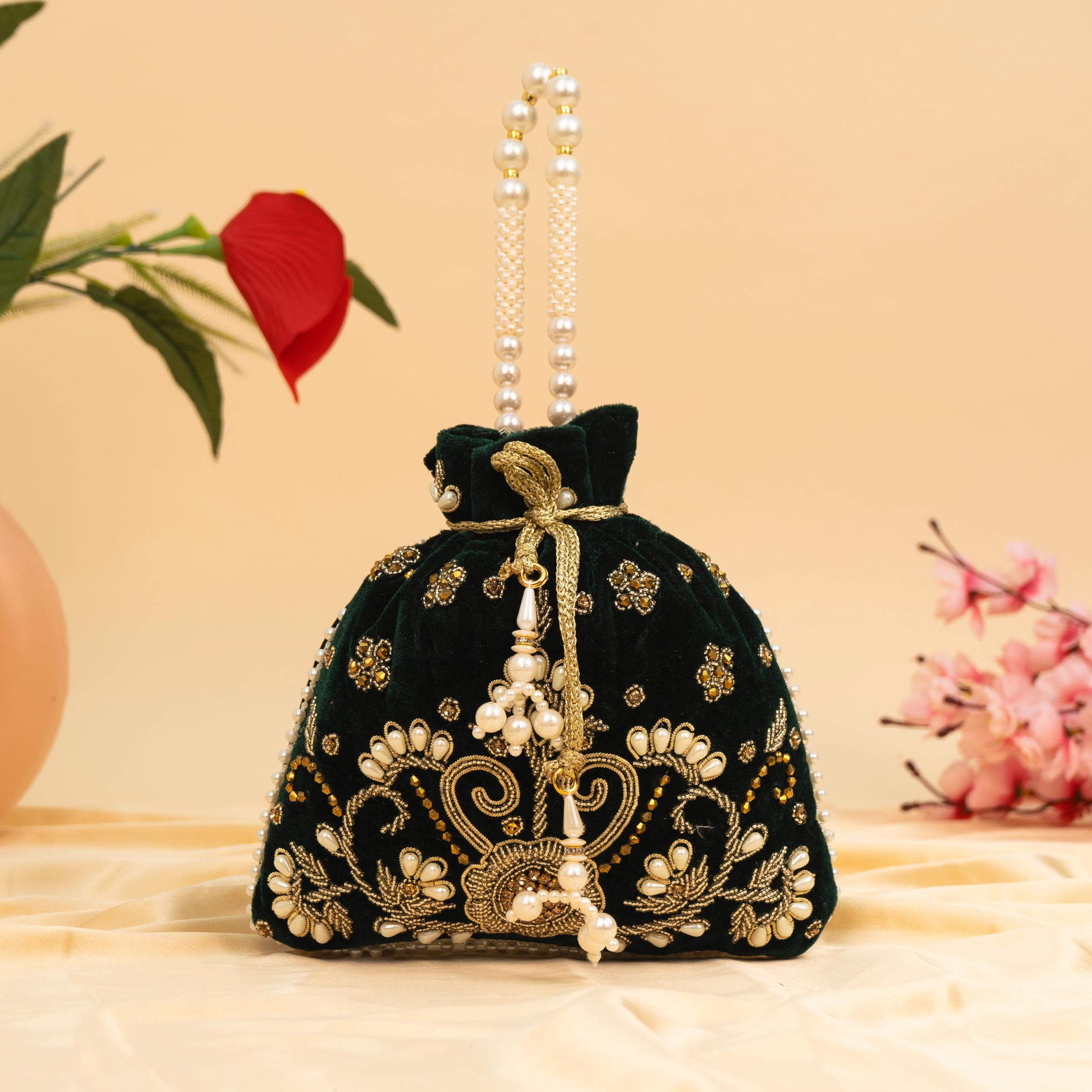 Vibrant Floral Zardosi Potli