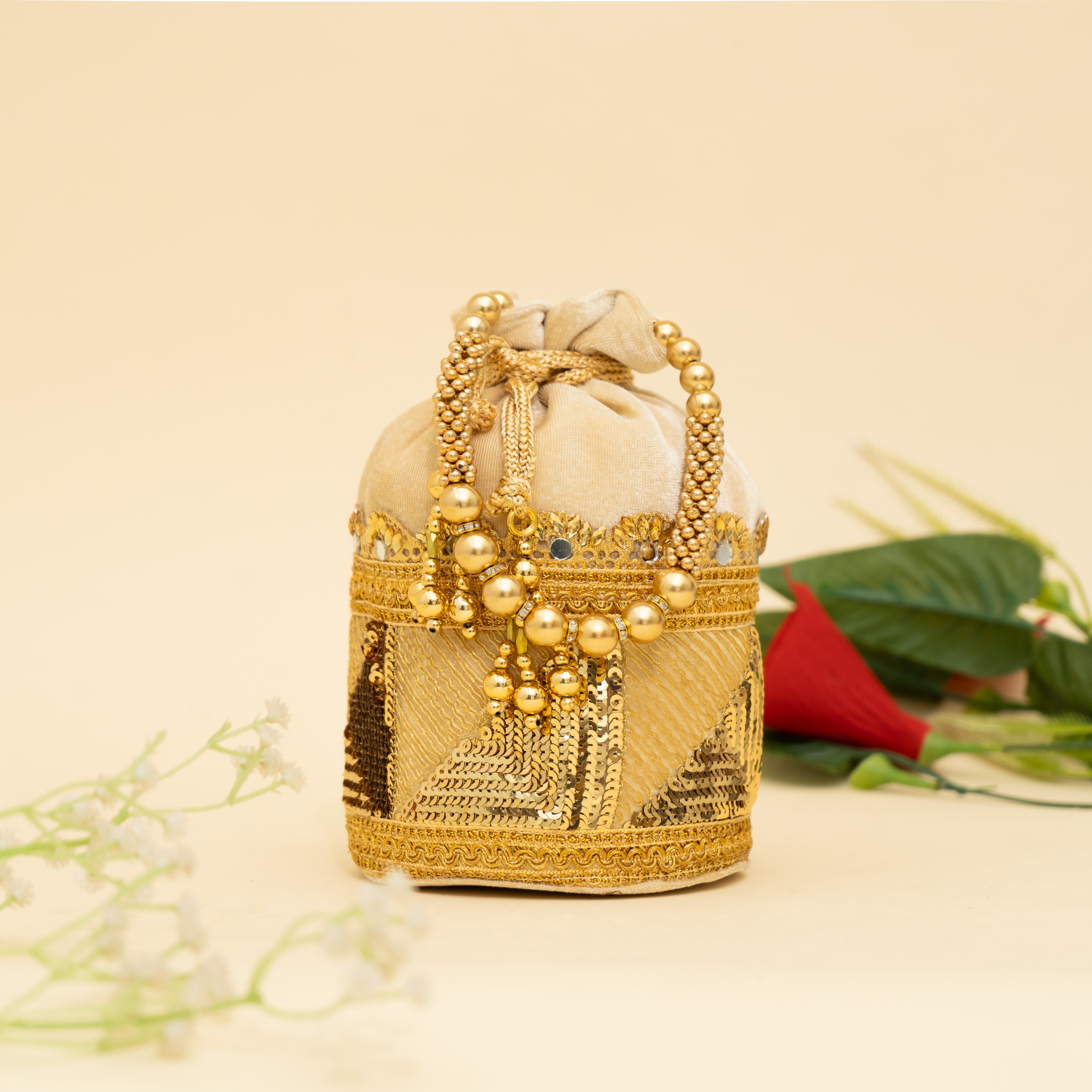 cream Golden Gleam potli | CARA
