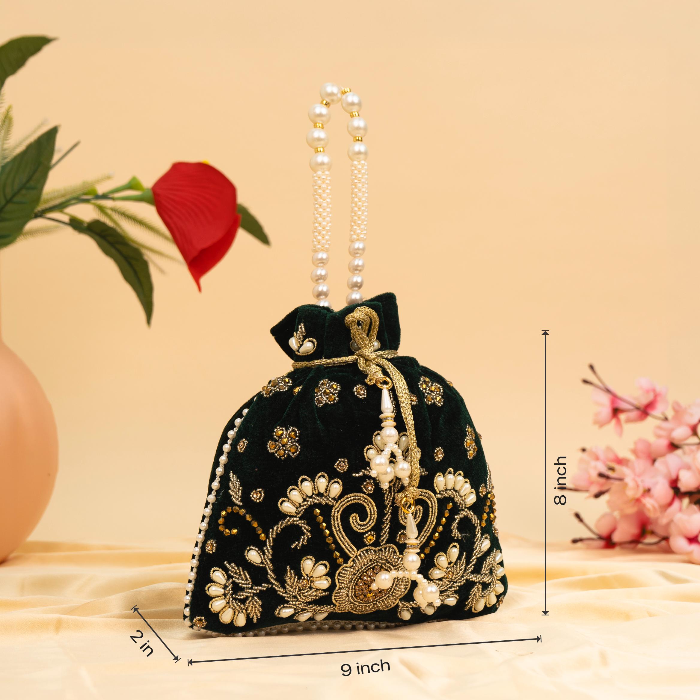 Vibrant Floral Zardosi Potli