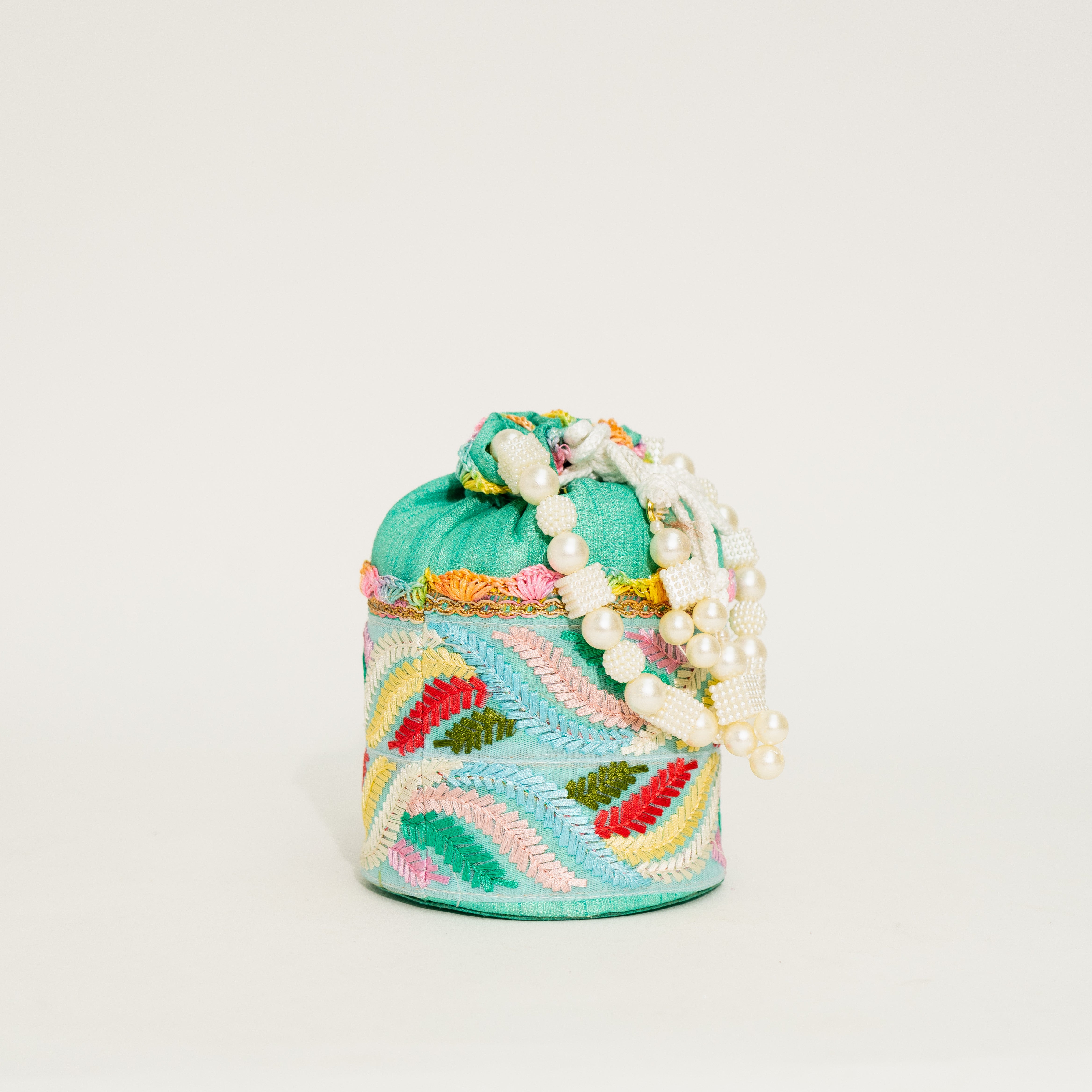 Green Threaded Treasures Potli