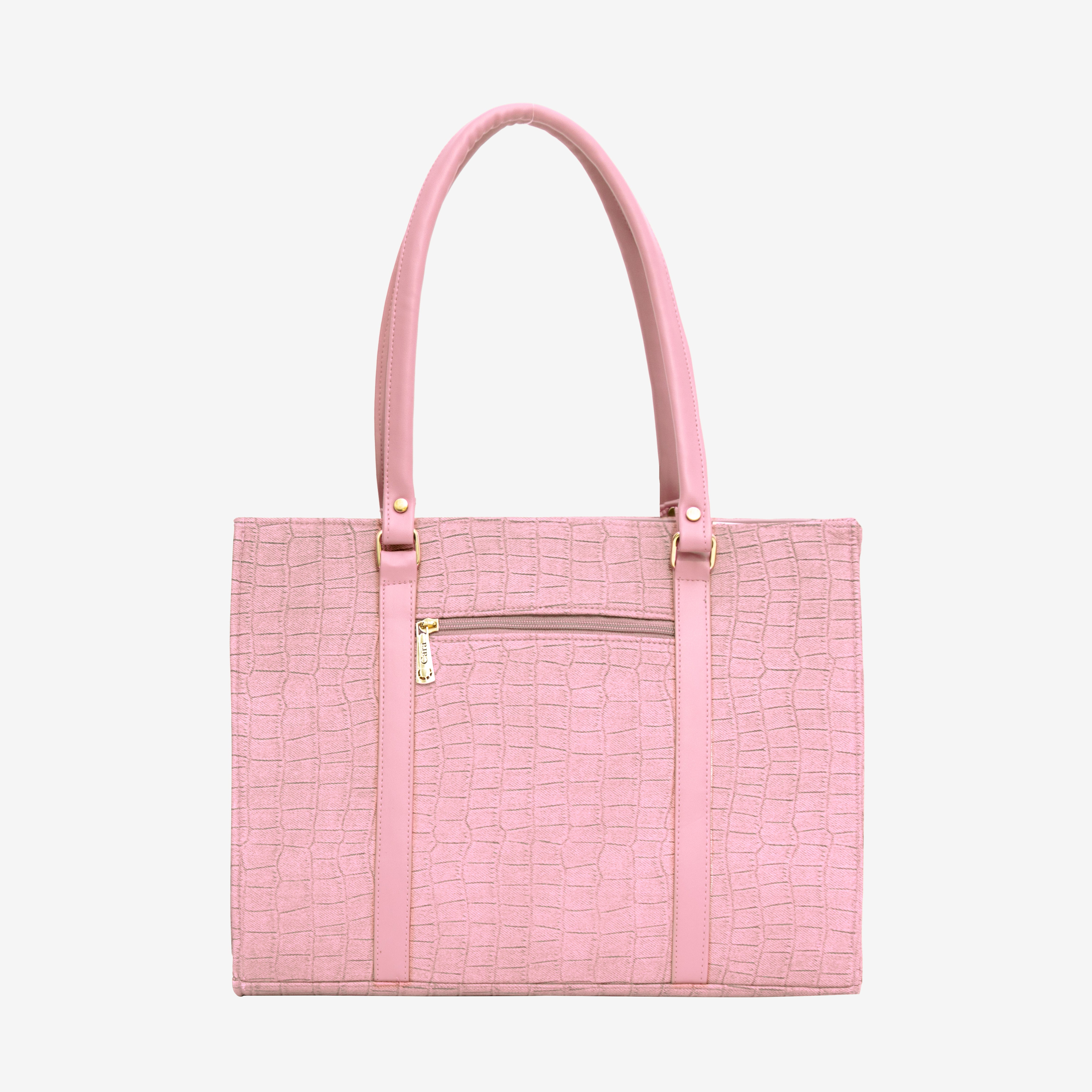 Pink Croc Textured Shoulder Bag | Cara