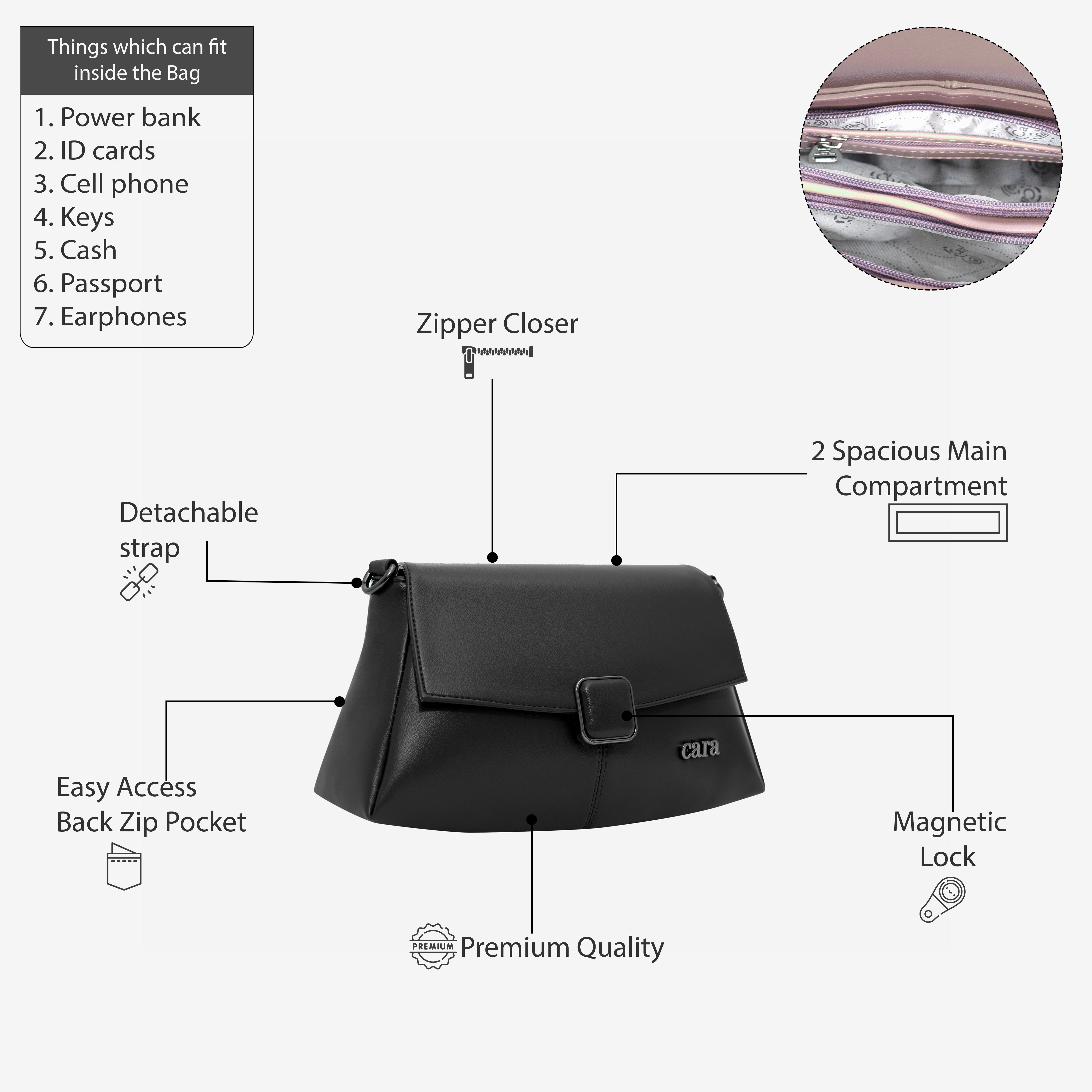 Black Modish carry sling bag | CARA