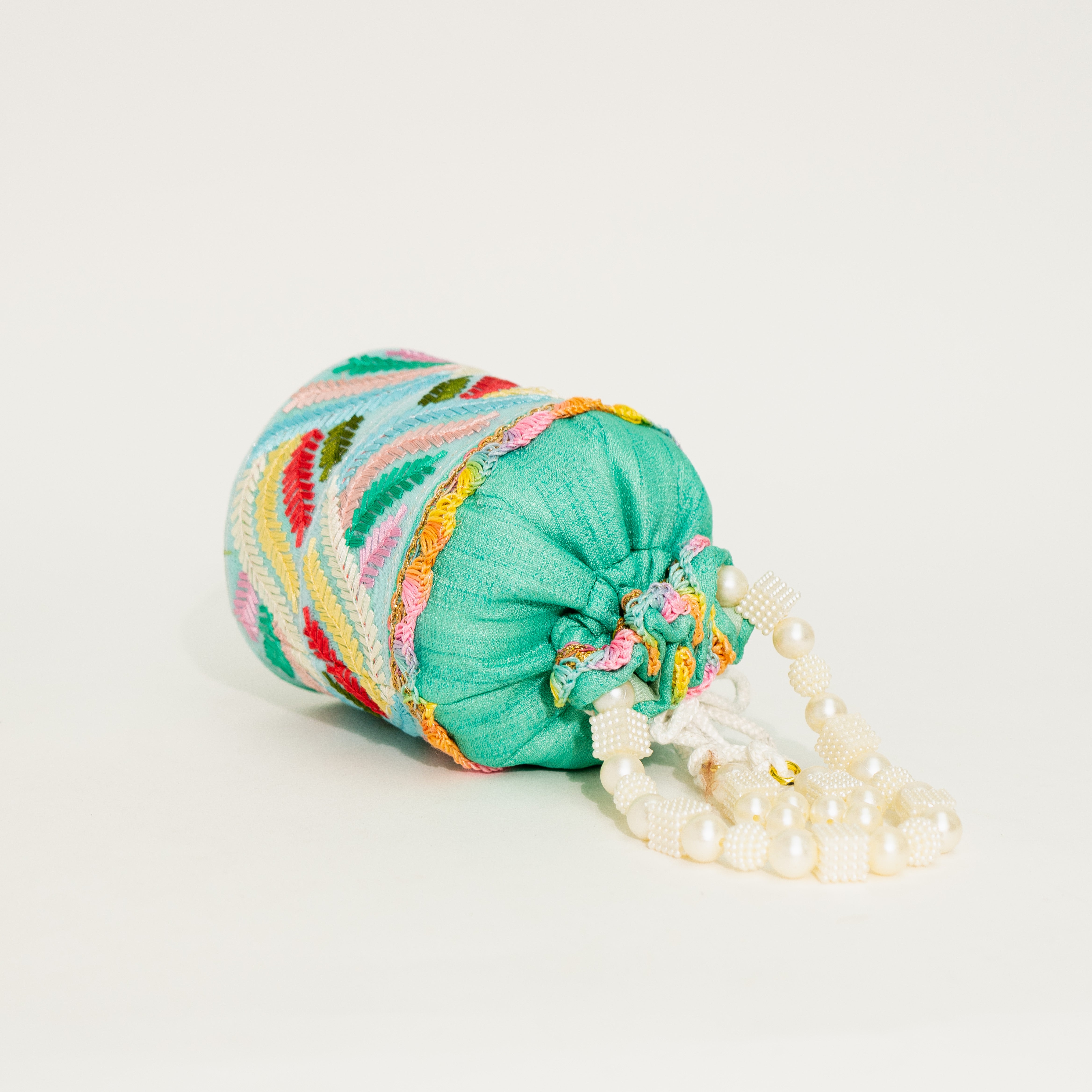 Green Threaded Treasures Potli