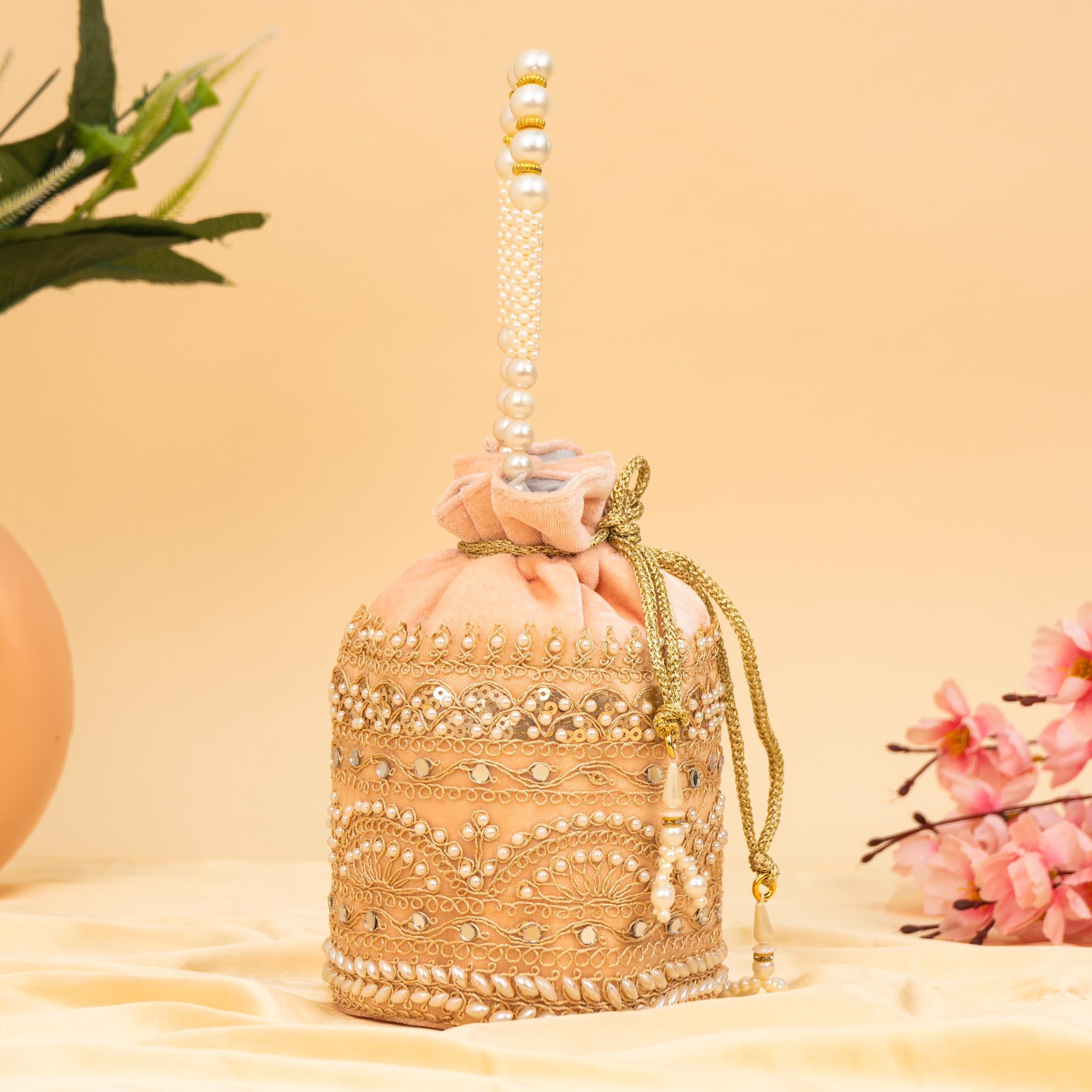 Zari Gold Velvet Potli