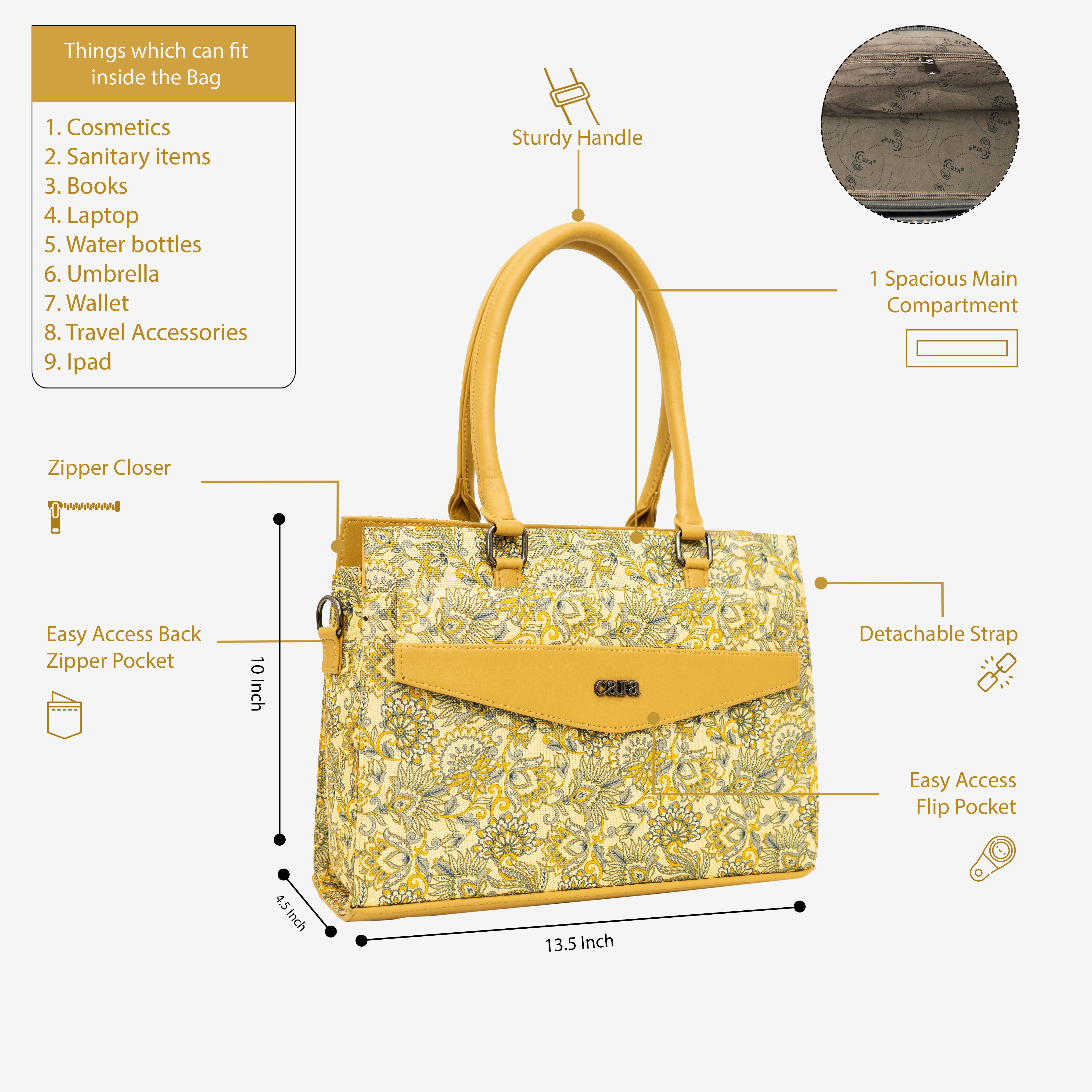 Yellow Flawless Crafted handbag | Cara