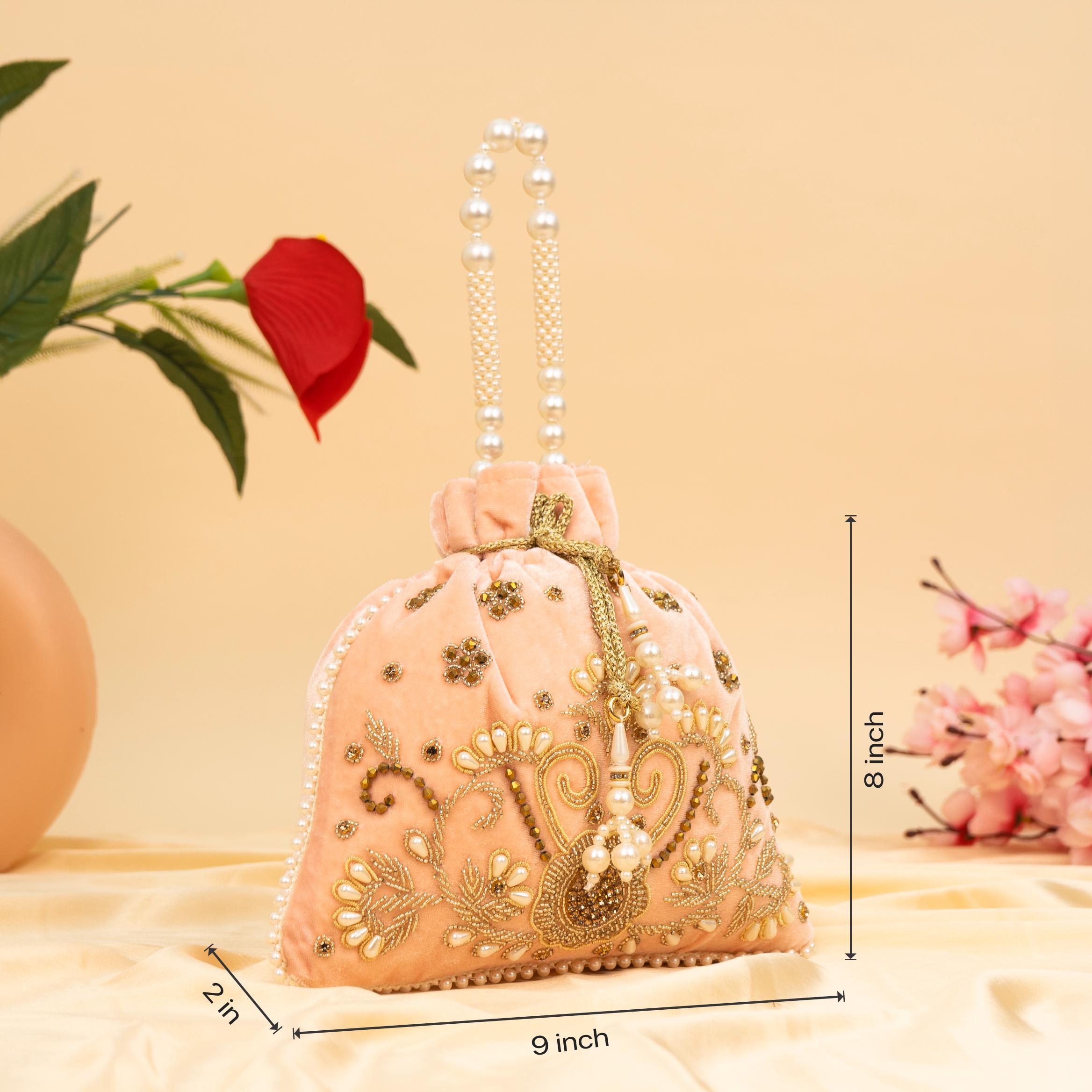 Vibrant Floral Zardosi Potli