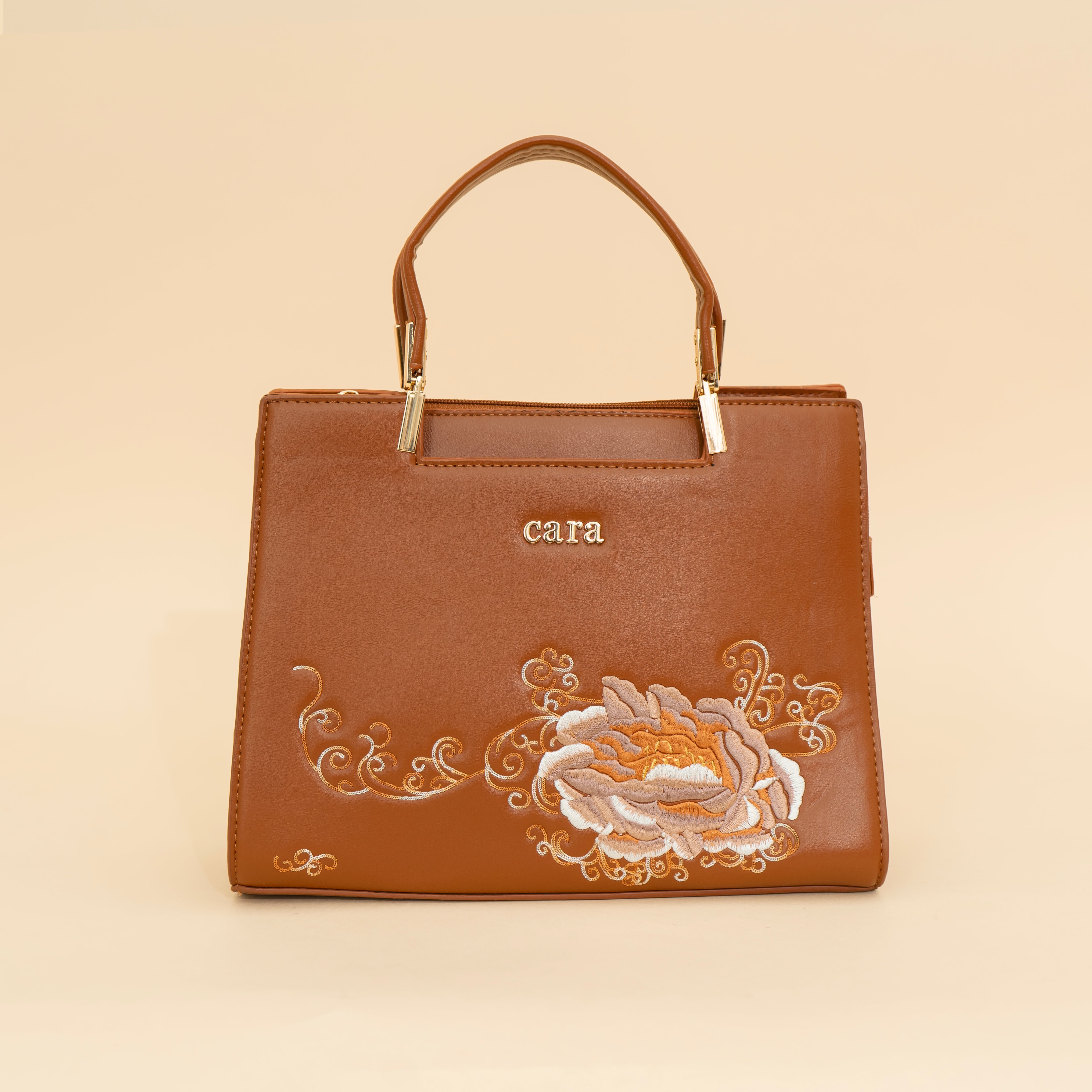 Flawless floral printed brown Handbag | cara