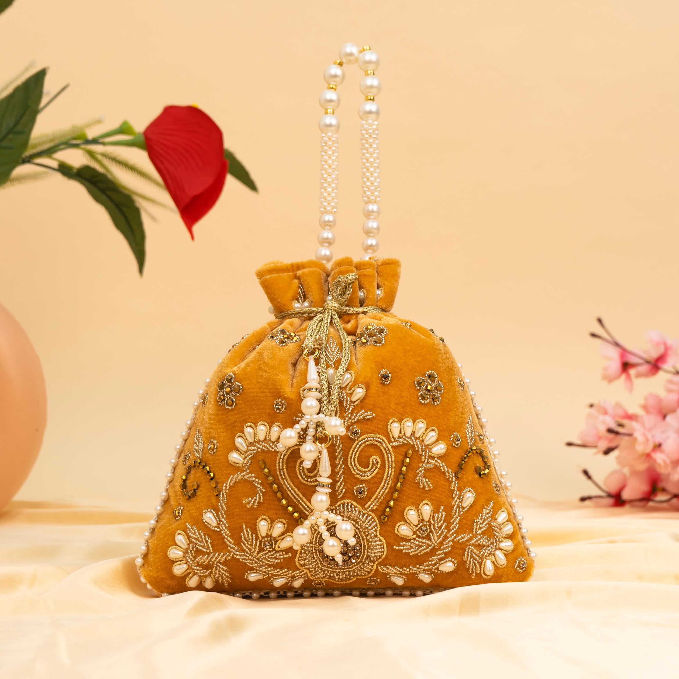 Vibrant Floral Zardosi Potli