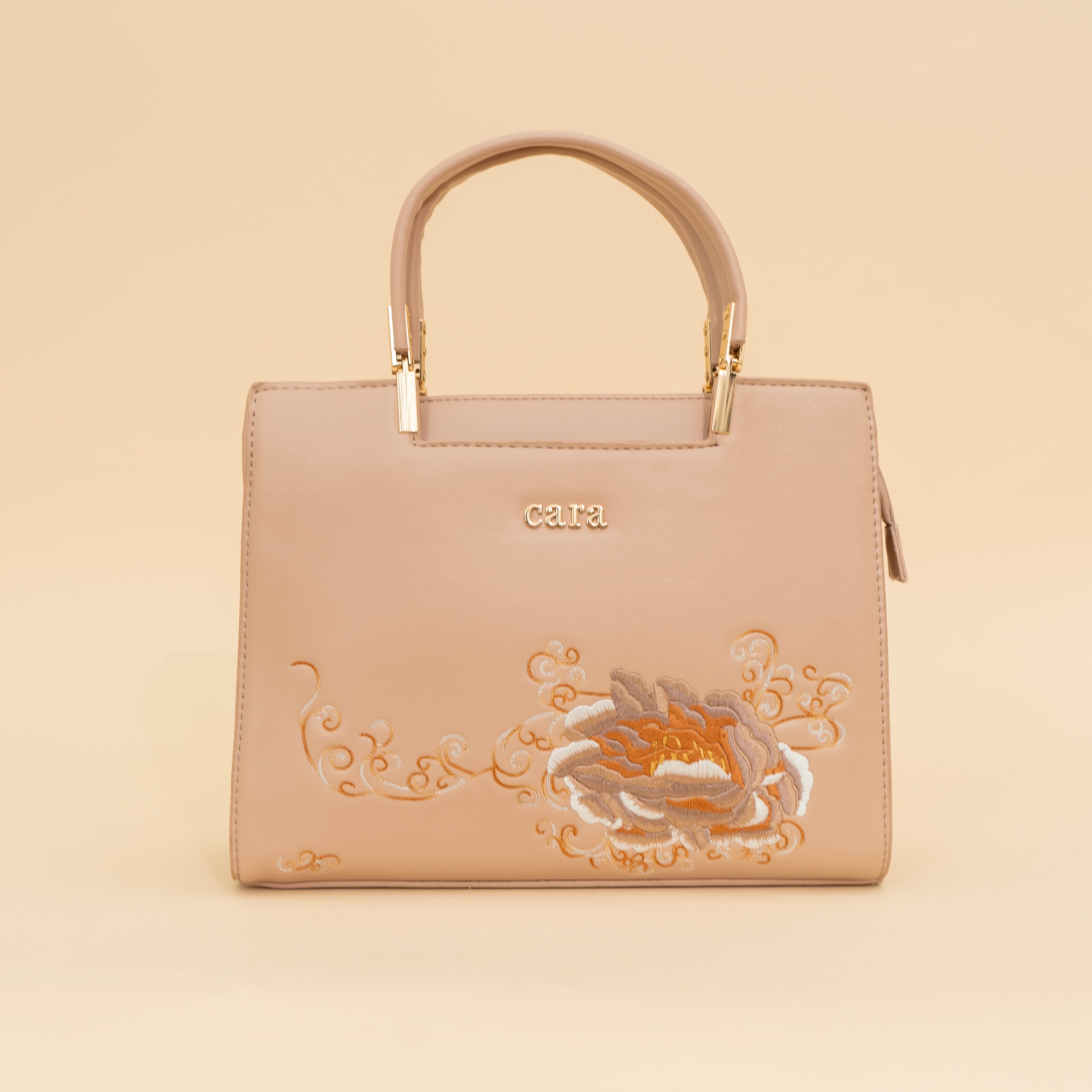 Flawless floral printed peach Handbag | cara