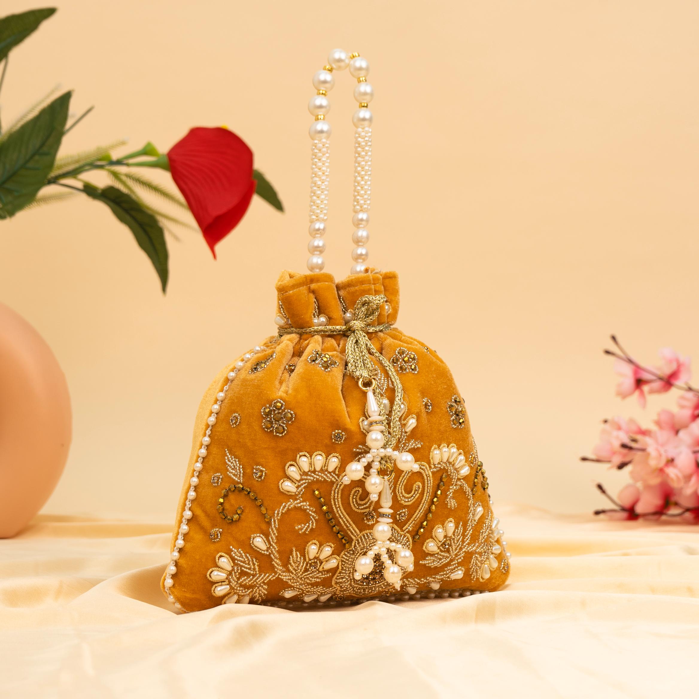 Vibrant Floral Zardosi Potli
